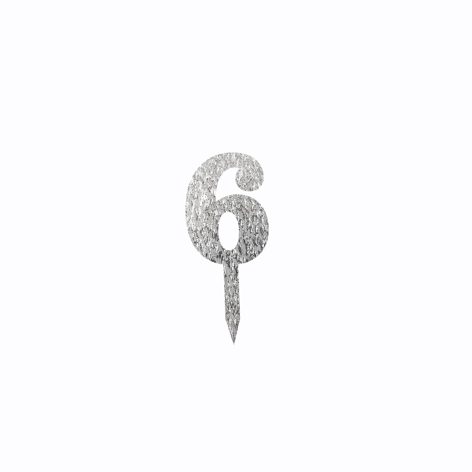 SILVER GLITTER MINI NUMBER TOPPER 6