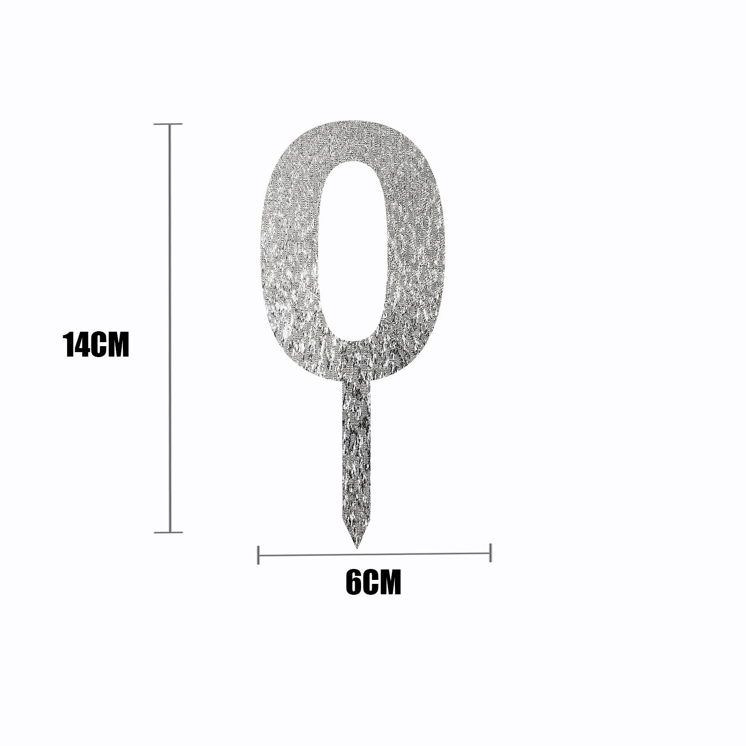 SILVER GLITTER NUMBER TOPPER NO 0