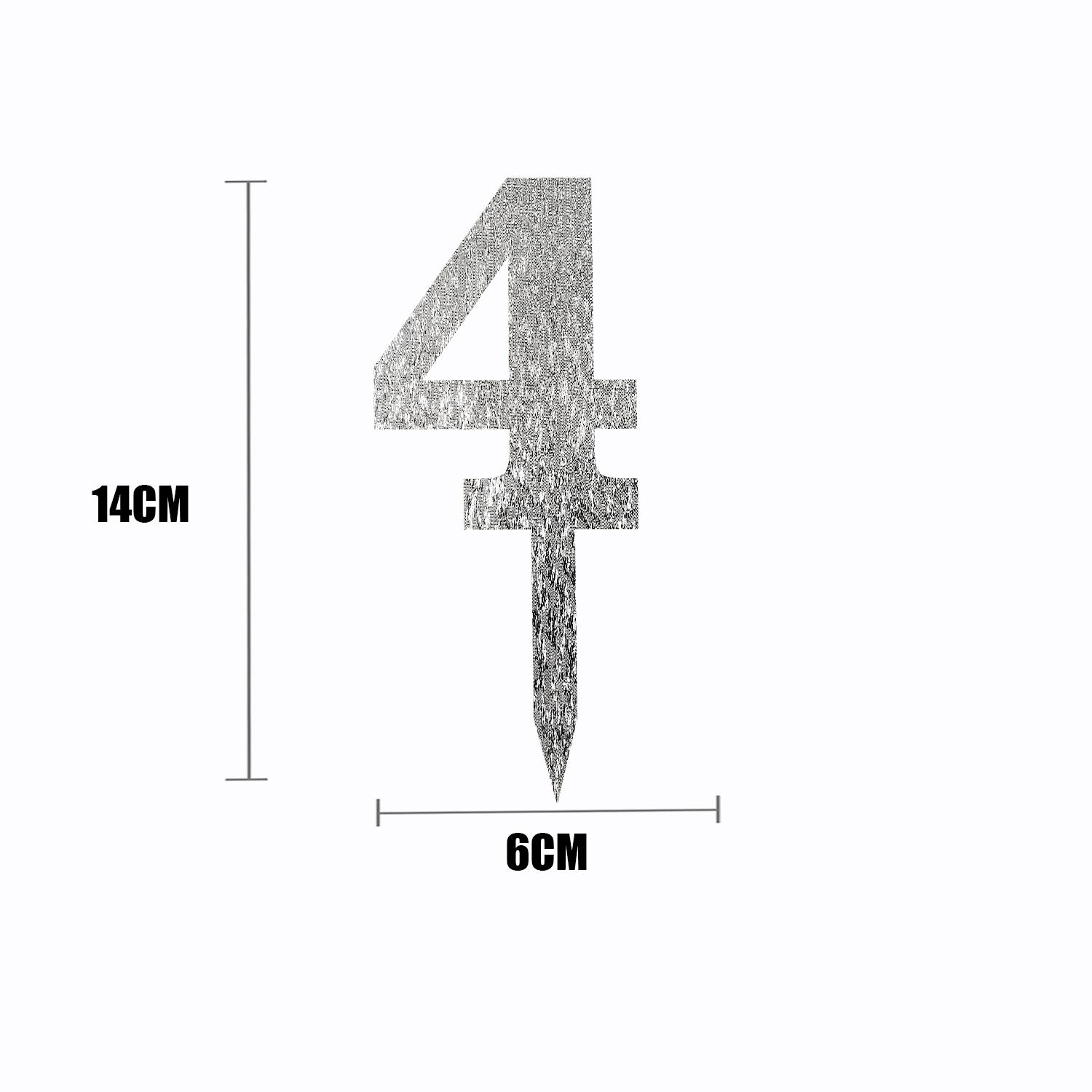 SILVER GLITTER NUMBER TOPPER NO 4