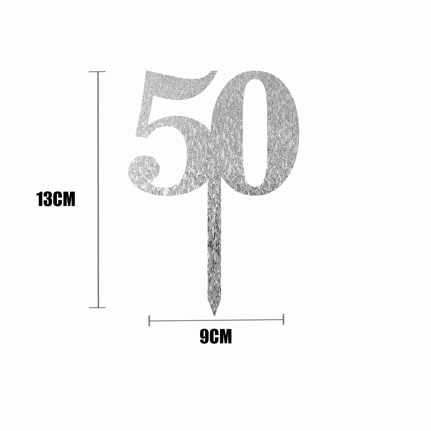 SILVER GLITTER NUMBER TOPPER NO 50