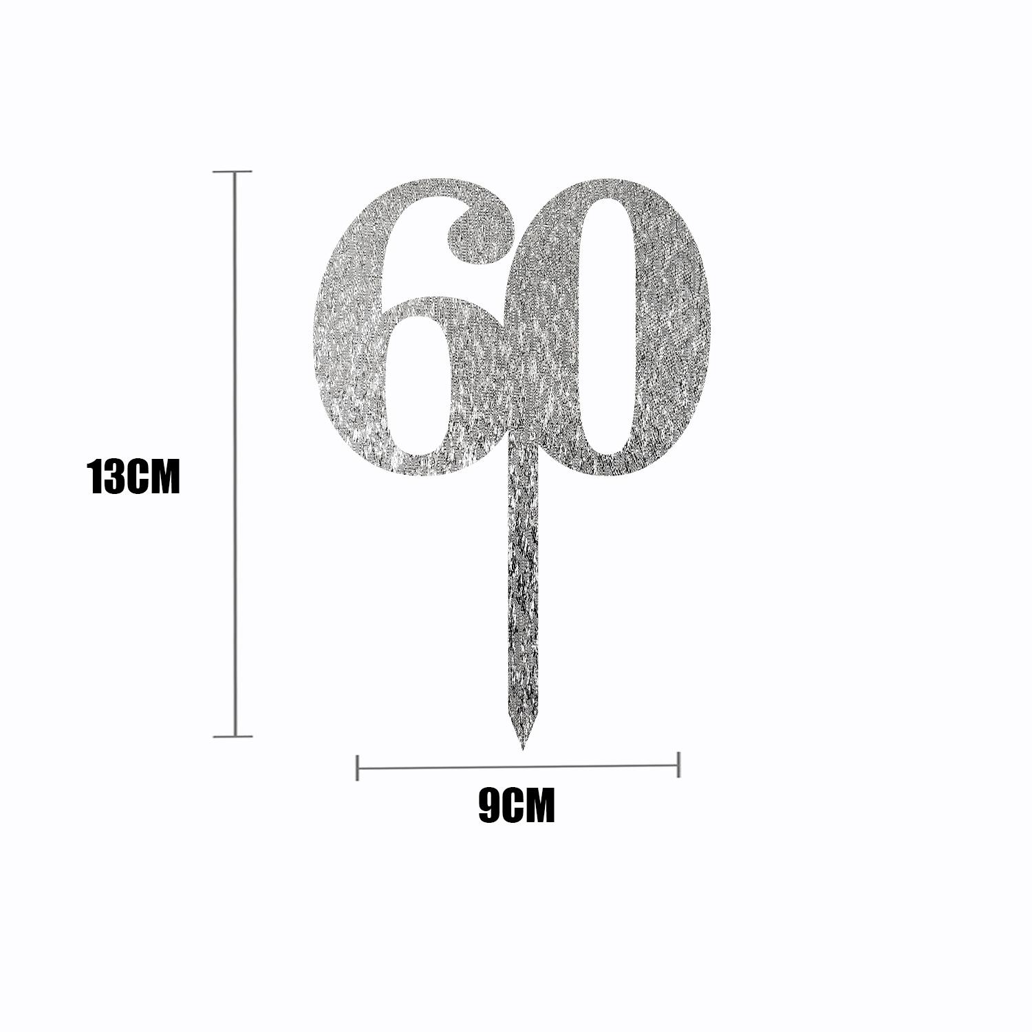 SILVER GLITTER NUMBER TOPPER NO 60