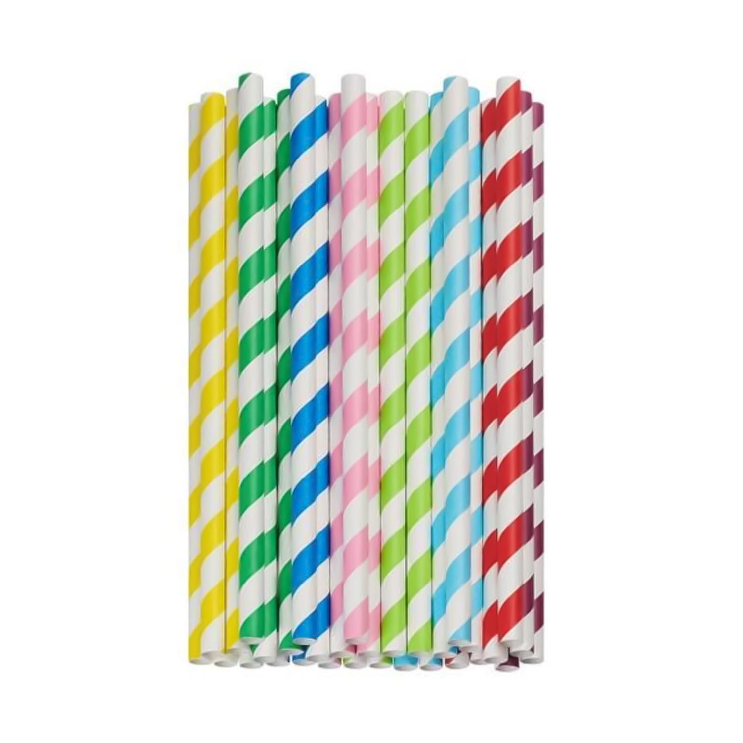 STRIPED PAPER STRAWS 100PCS