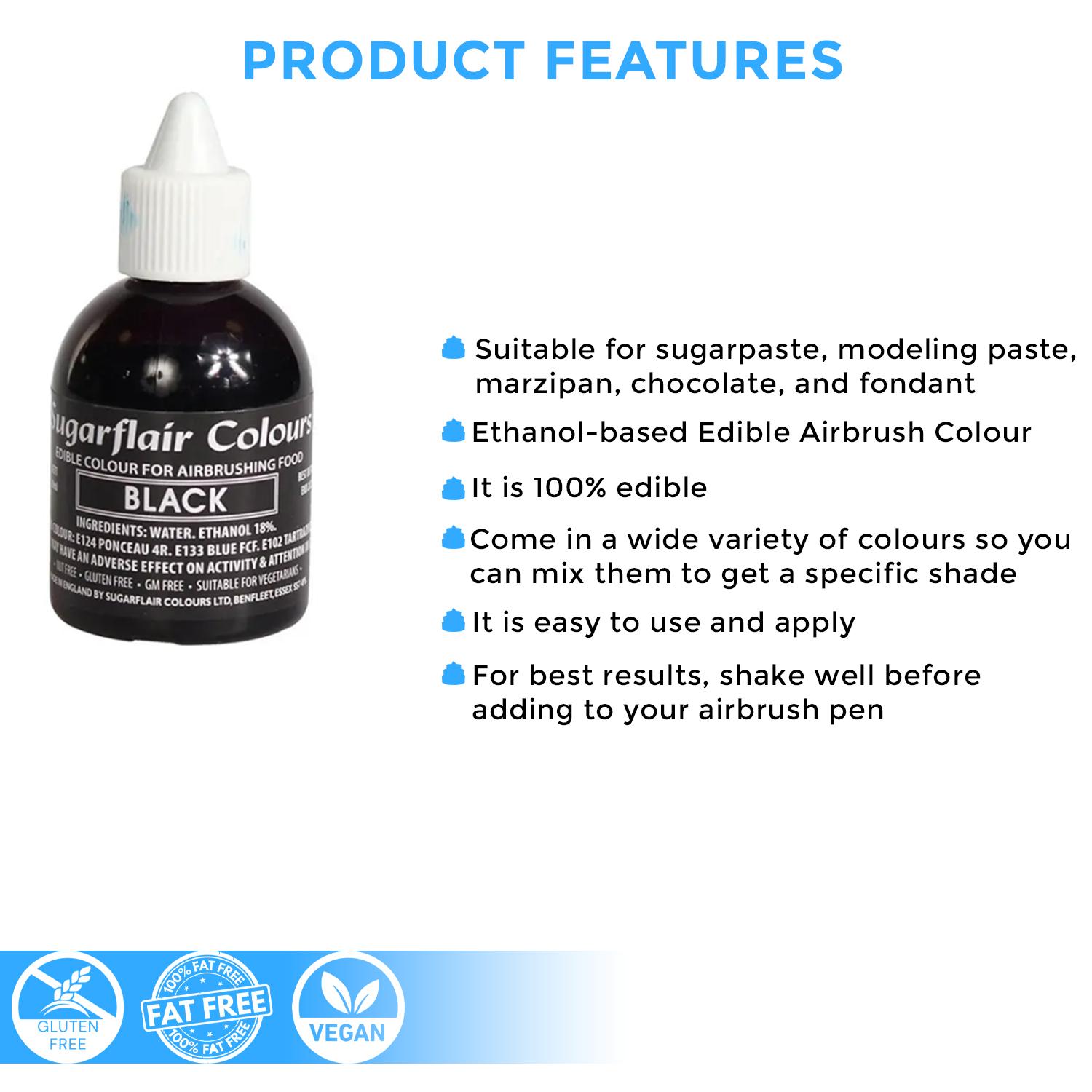 SUGARFLAIR BLACK AIRBRUSH COLOUR 60MLS