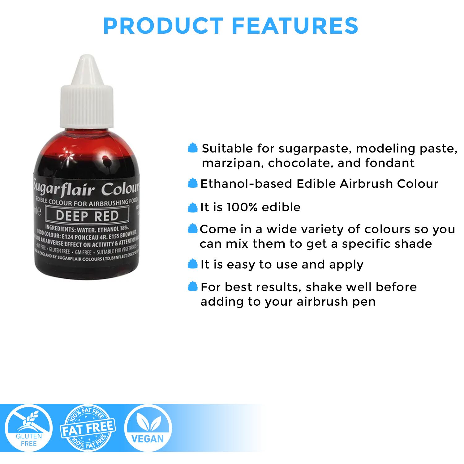 SUGARFLAIR DEEP RED AIRBRUSH COLOUR 60MLS