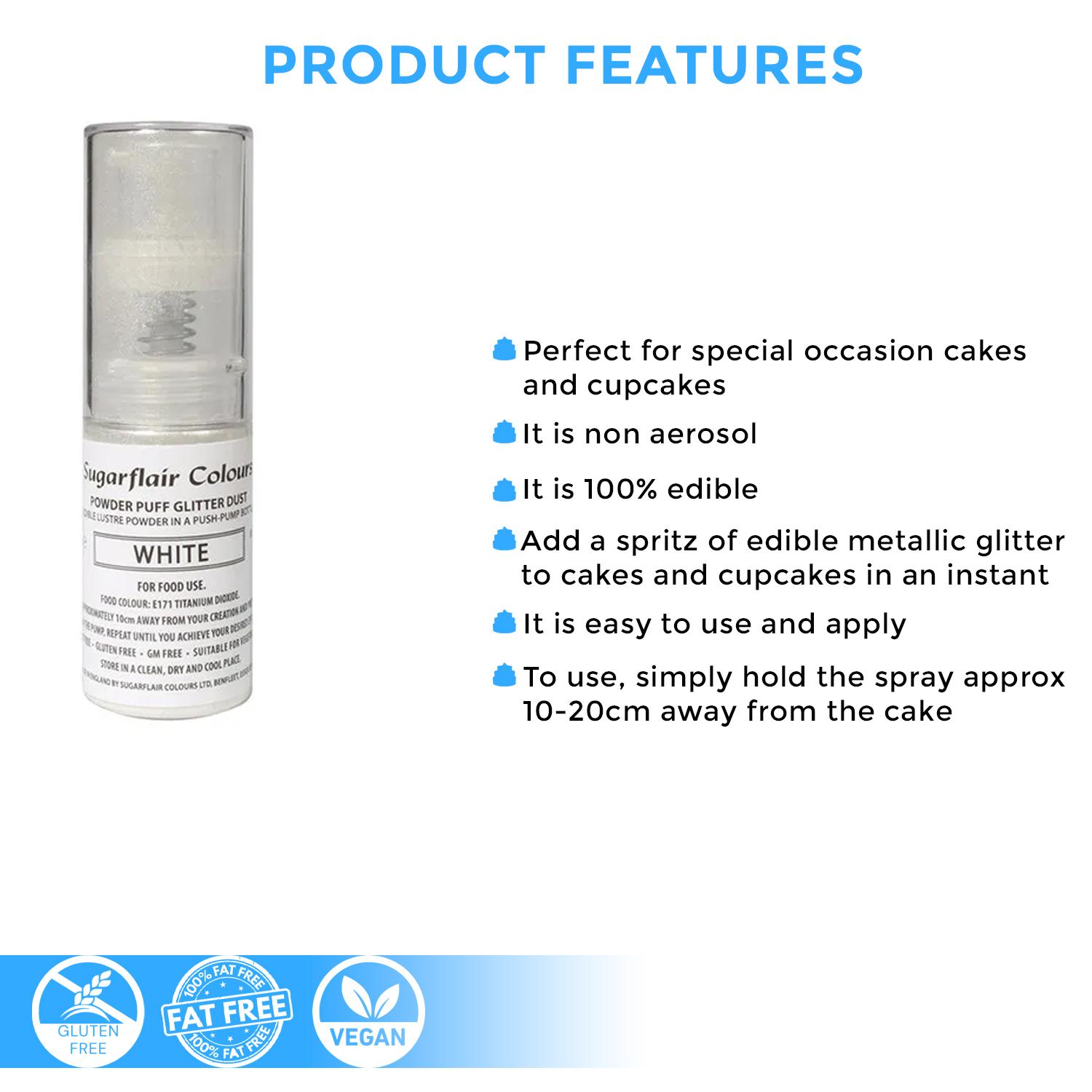SUGARFLAIR POWDER PUMP SPRAY WHITE 10G