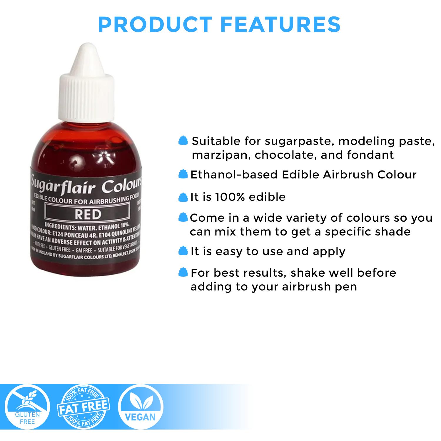 SUGARFLAIR RED AIRBRUSH COLOUR 60MLS