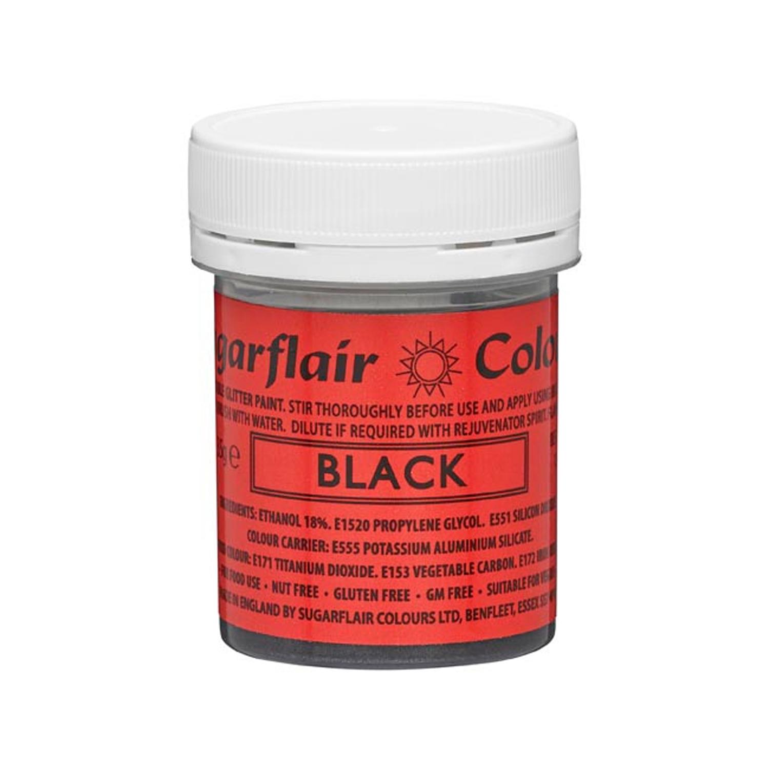 SUGARFLAIR BLACK EDIBLE GLITTER PAINT 35GMS