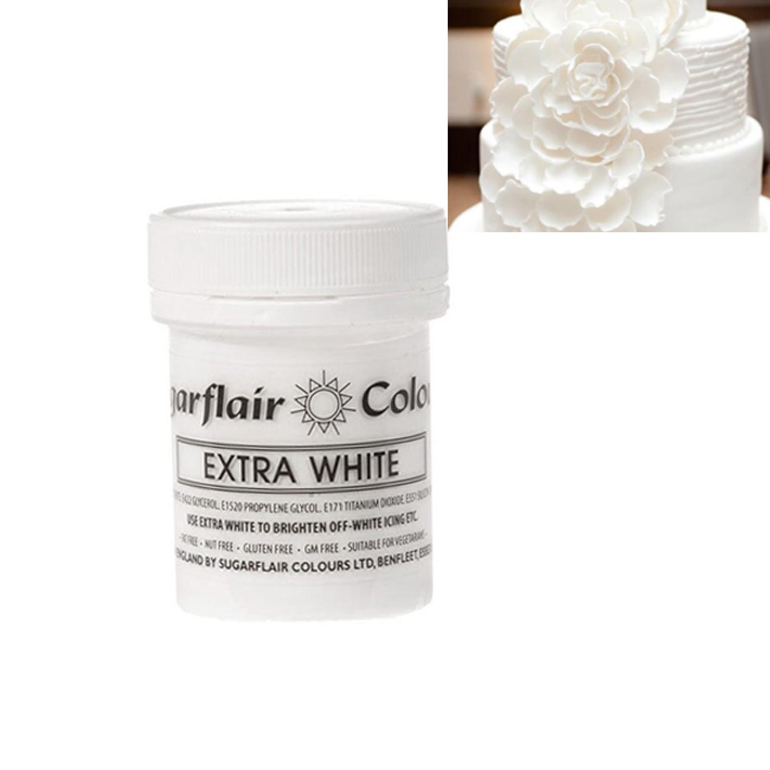 SUGARFLAIR COLOURS EXTRA WHITE PASTE 50GMS