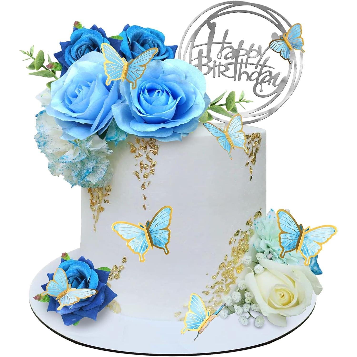 SUPER CAKES BIG ROSE FLOWER SKY BLUE