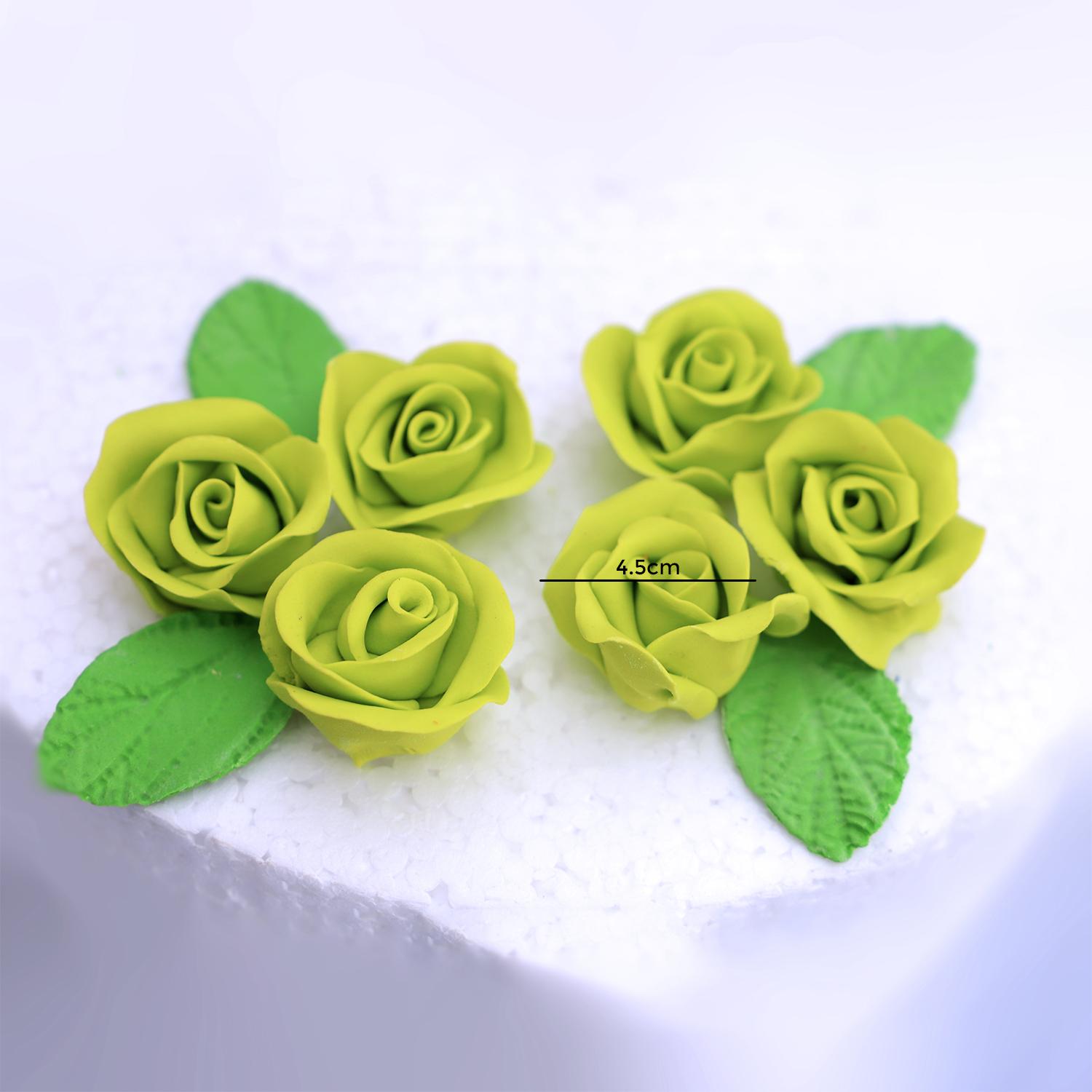SUPER CAKES SMALL ROSE FLOWERS LIME GREEN