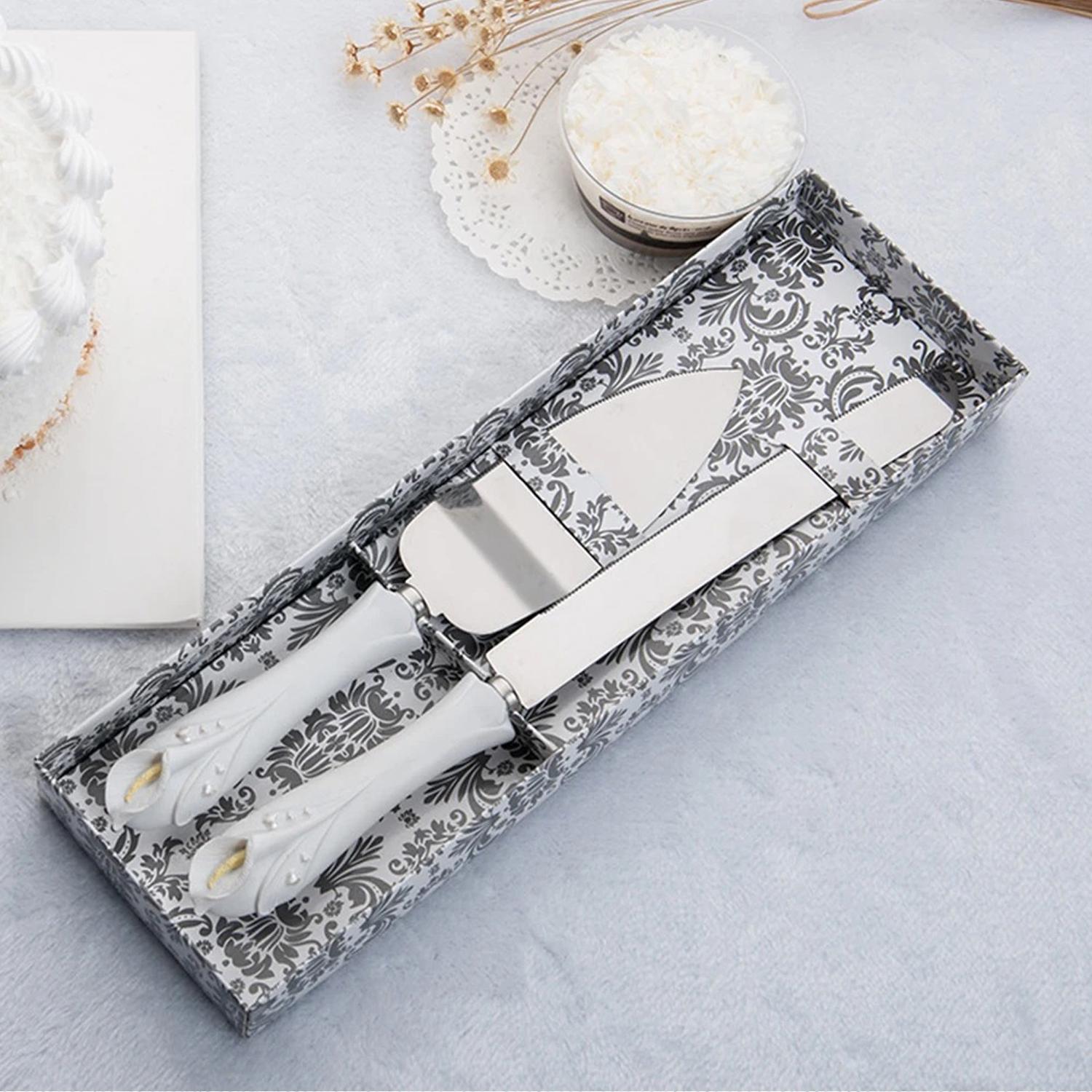 WEDDING KNIFE SERVER SET FLOWER HANDLE