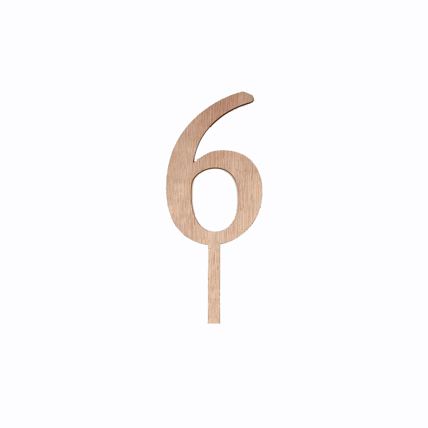 WOOD MINI NUMBER TOPPER 6