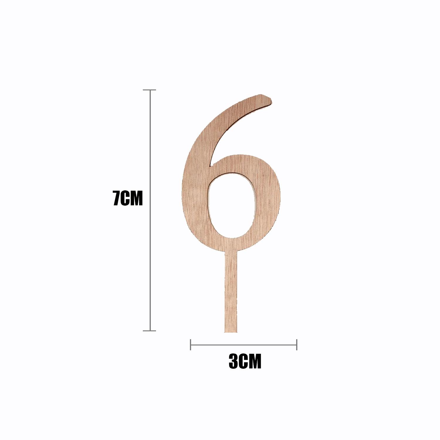 WOOD MINI NUMBER TOPPER 6