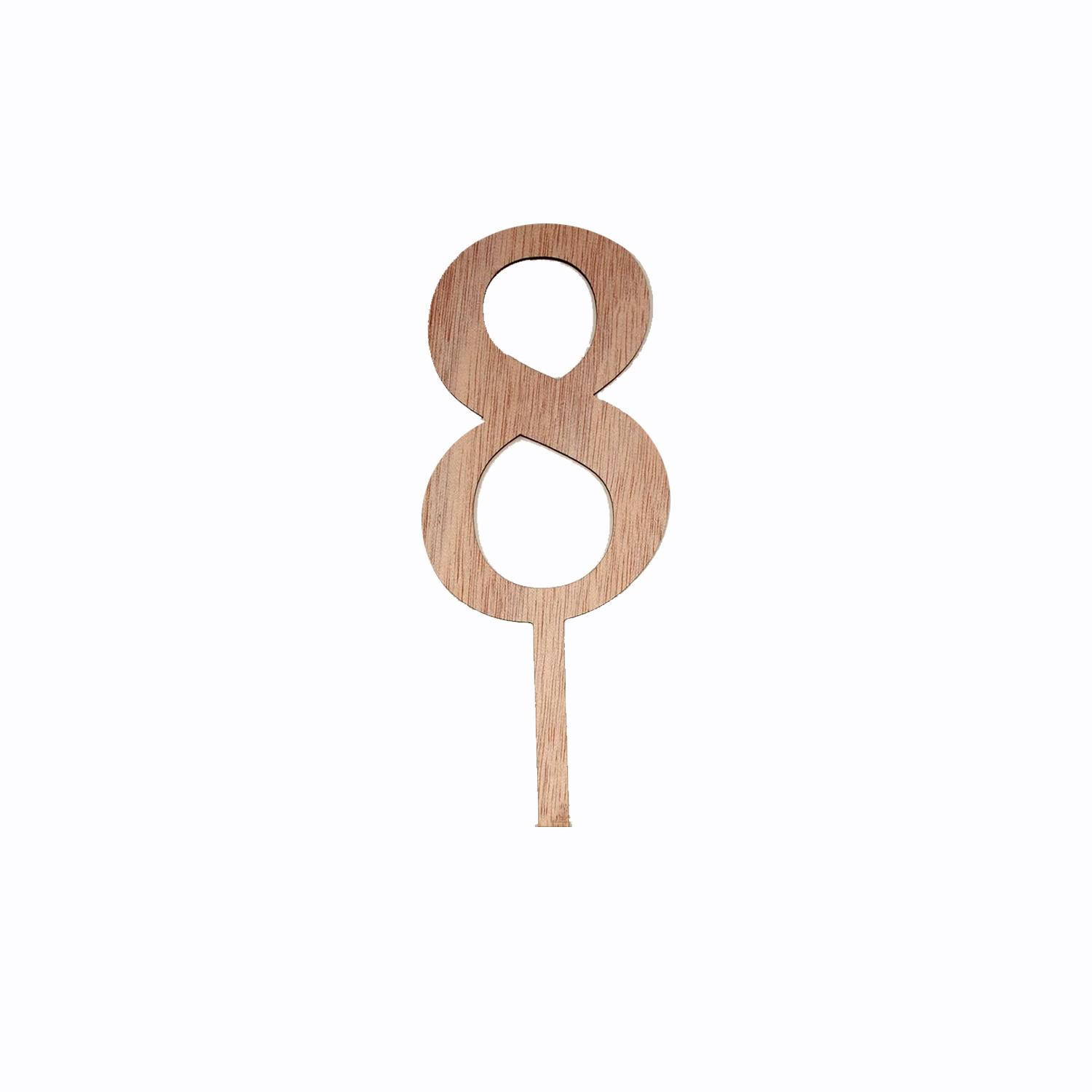 WOOD MINI NUMBER TOPPER 8