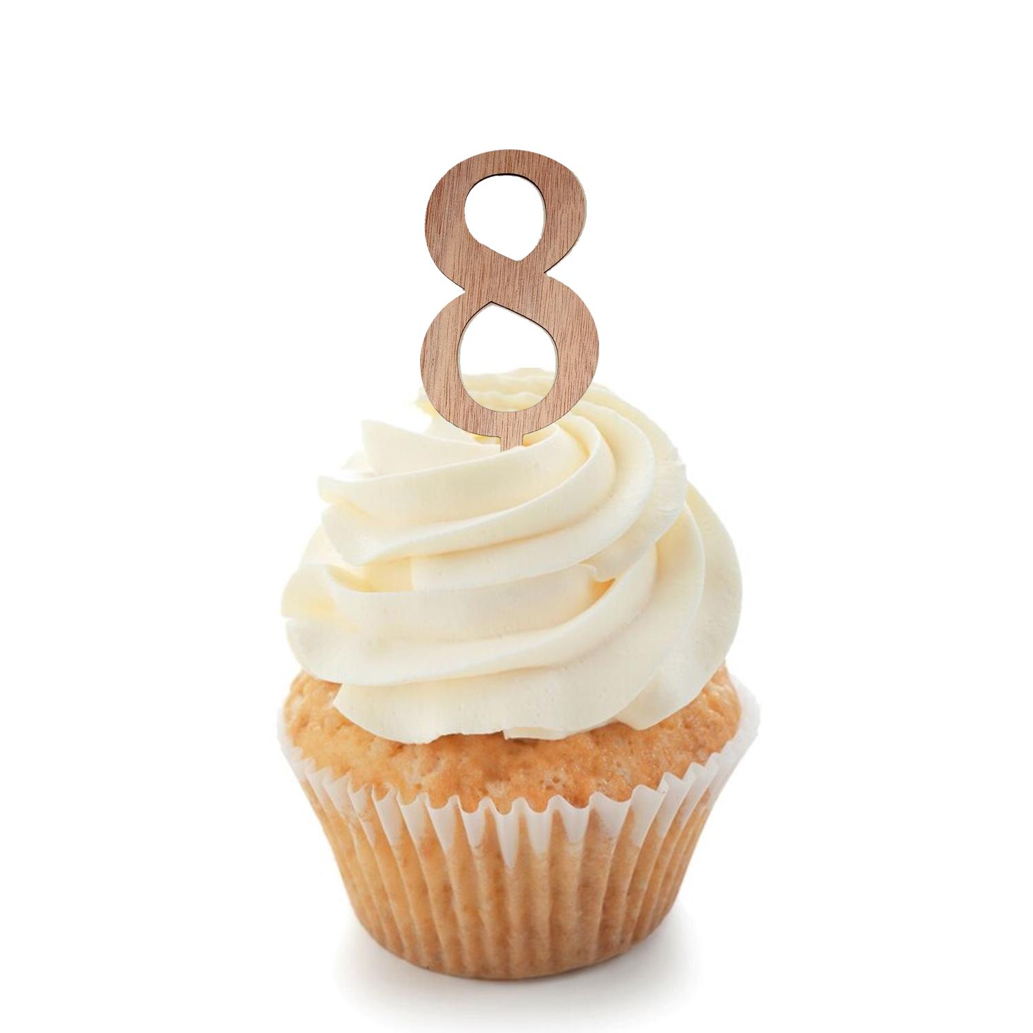 WOOD MINI NUMBER TOPPER 8