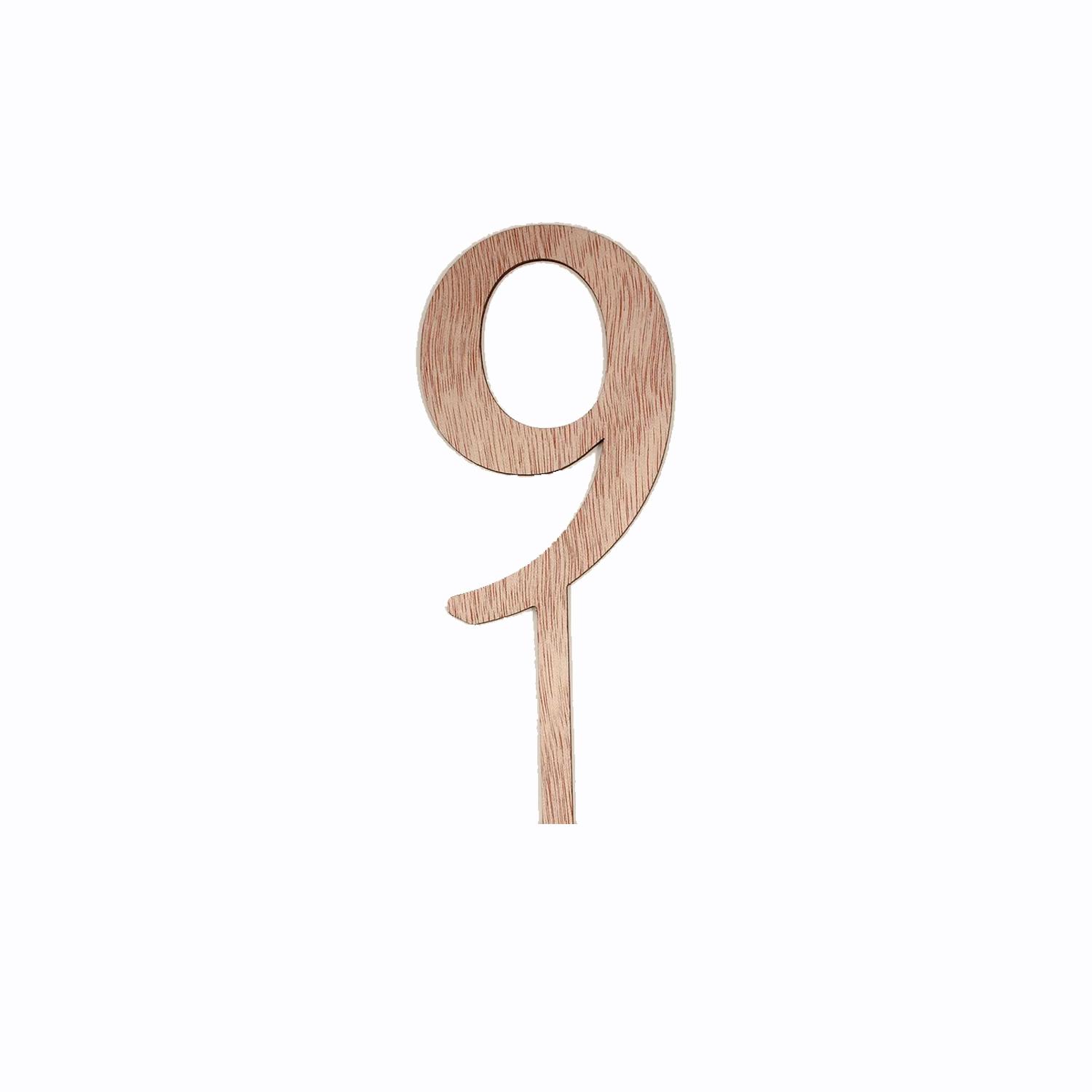 WOOD MINI NUMBER TOPPER 9