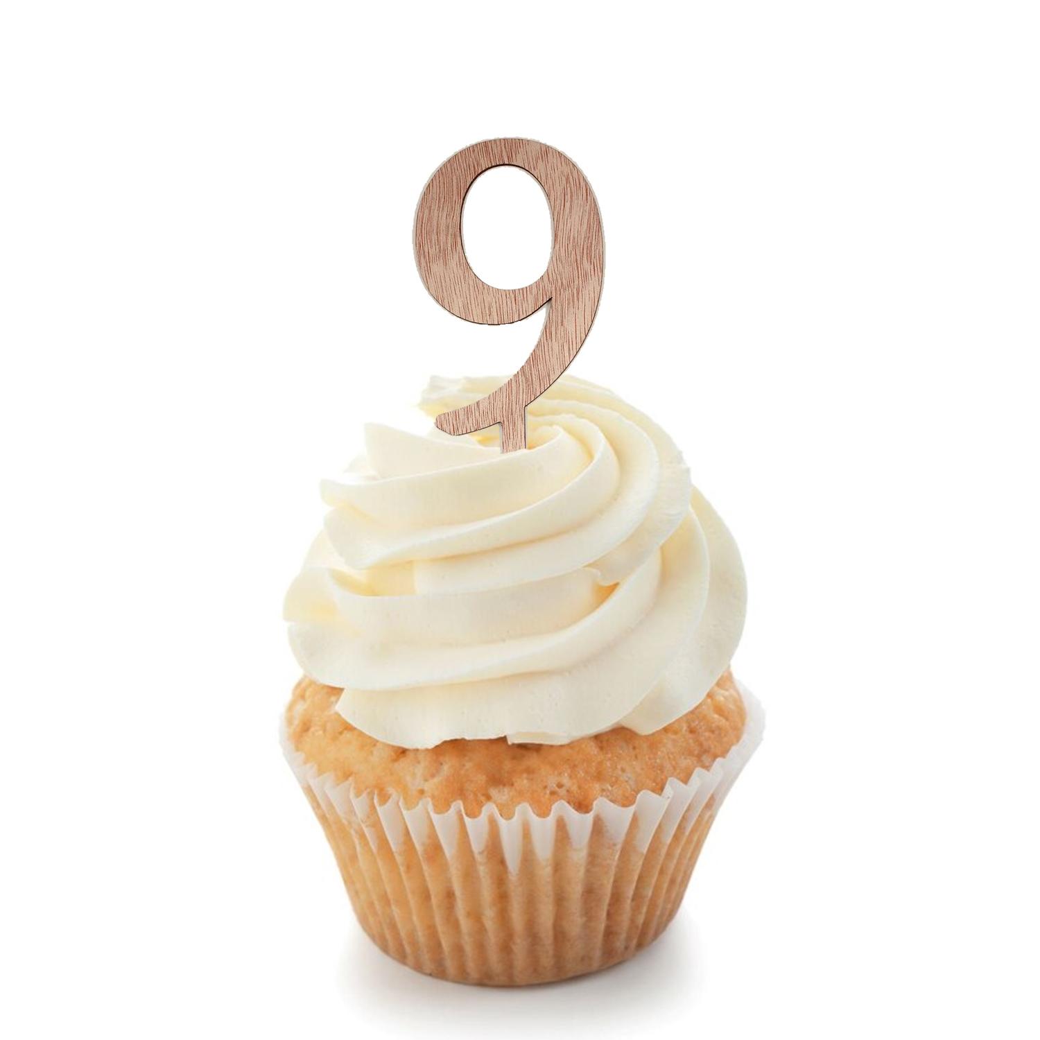 WOOD MINI NUMBER TOPPER 9