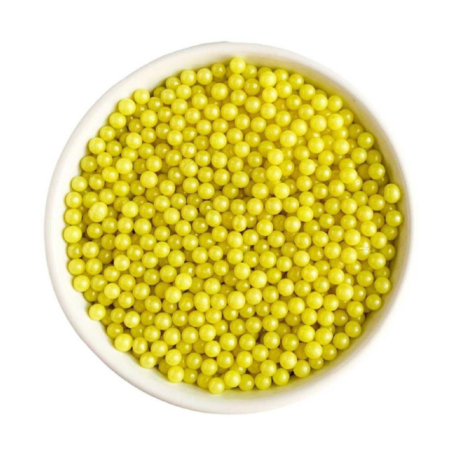 YELLOW SUGAR PEARLS 4MM 15GMS