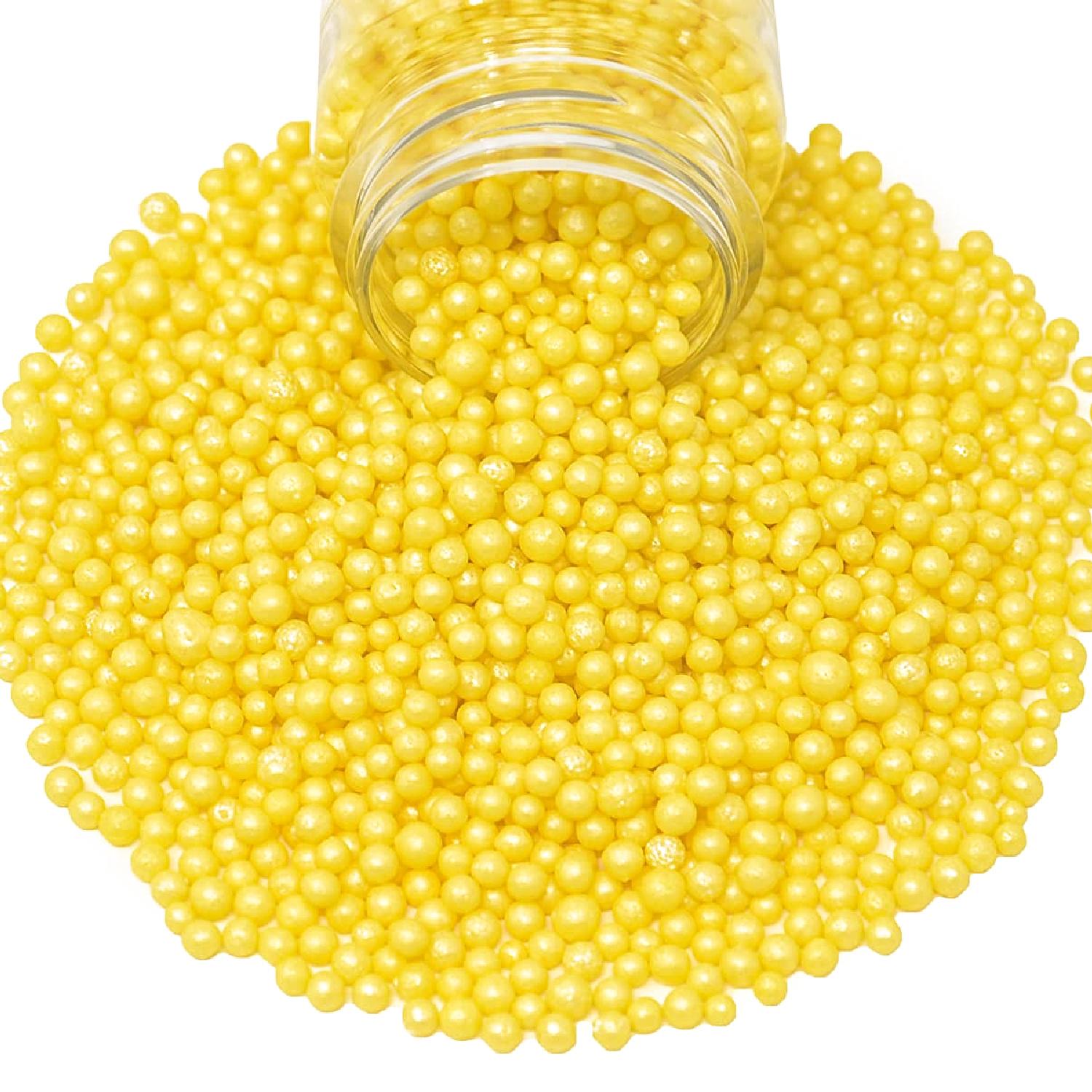 YELLOW SUGAR PEARLS 4MM 250GMS