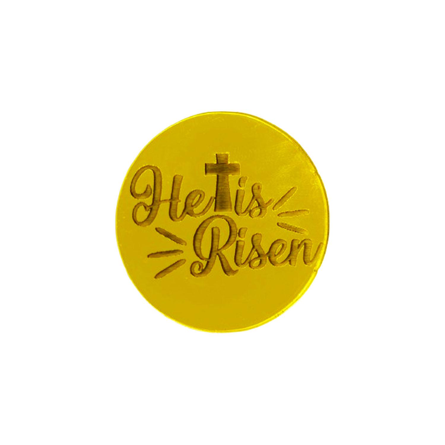 GOLD MIRROR ACRYLIC HAPPY EASTER DISCS TOPPER