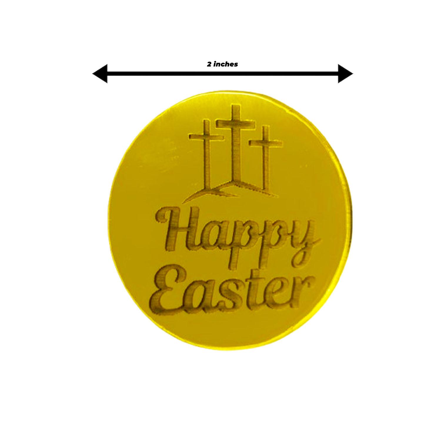 GOLD MIRROR ACRYLIC HAPPY EASTER DISCS TOPPER