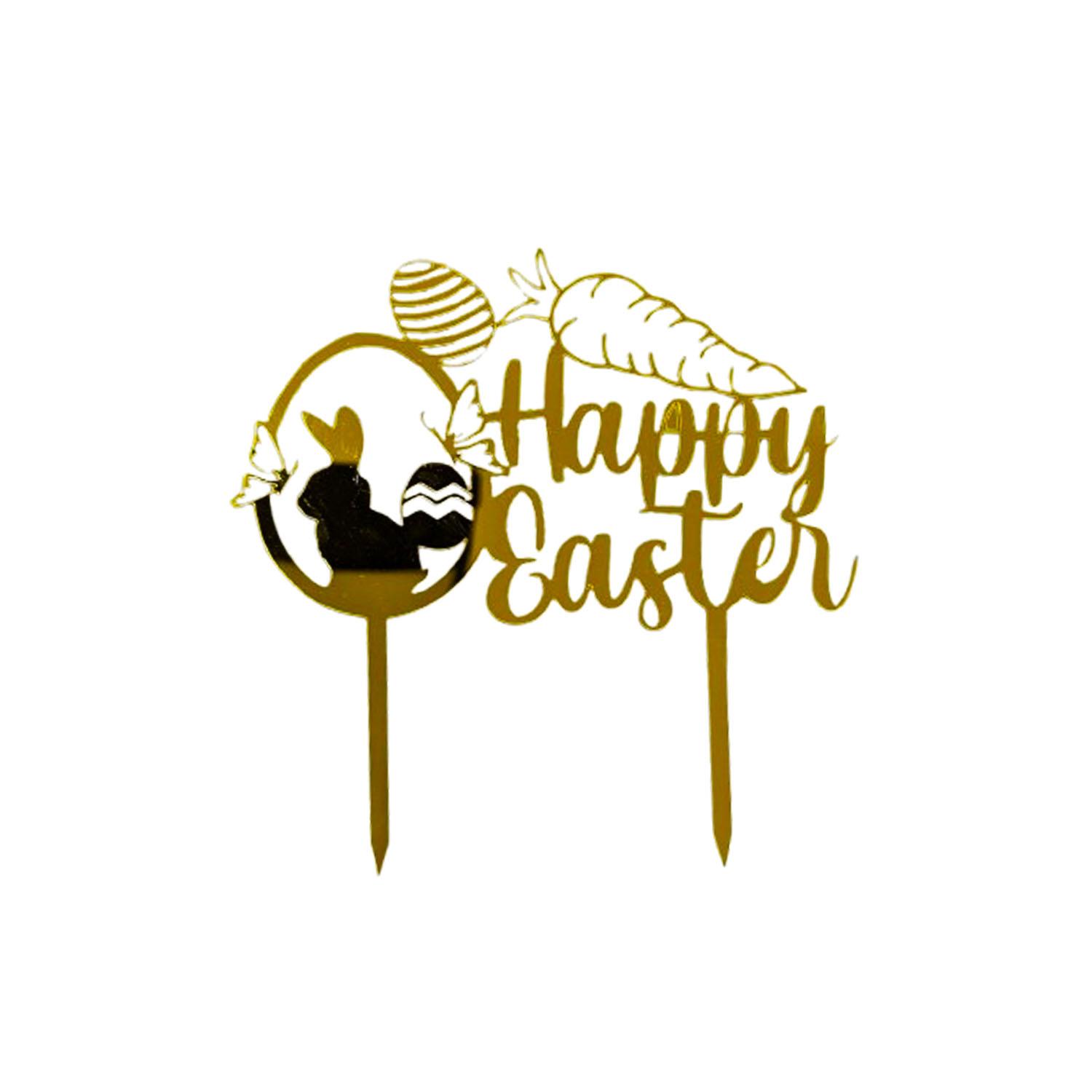 GOLD MIRROR ACRYLIC HAPPY EASTER TOPPER NO 01
