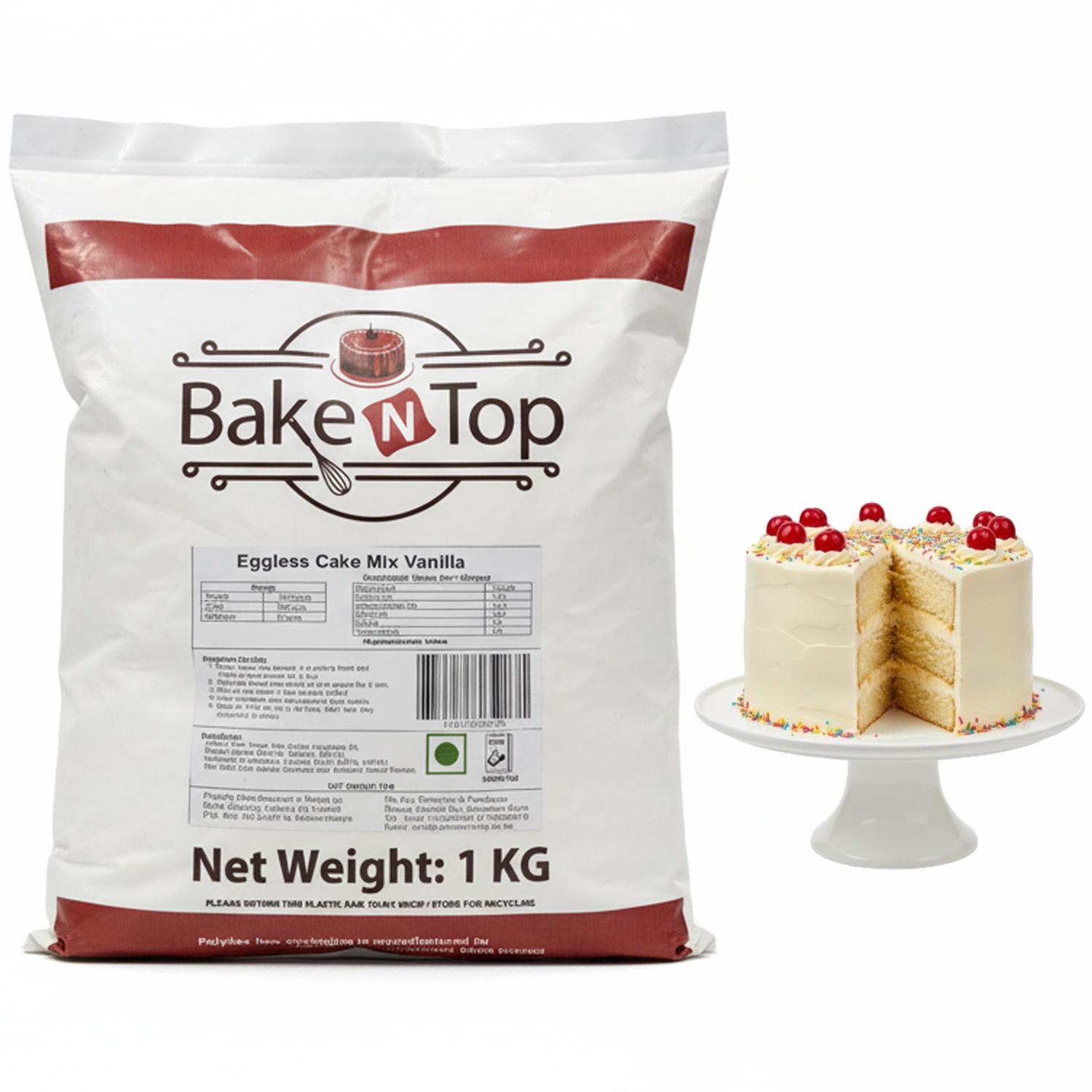 BAKE N TOP EGGLESS CAKE MIX VANILLA 1KG, VANILLA EGGLESS CAKE MIX