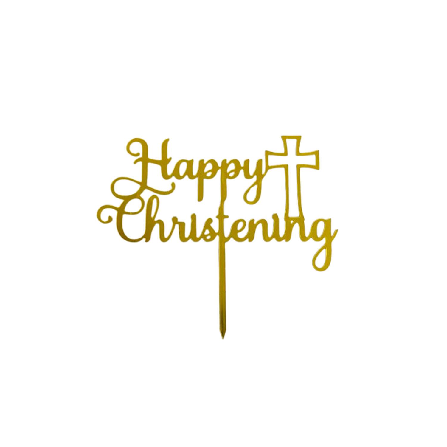 GOLD MIRROR ACRYLIC CHRISTENING DAY TOPPER NO 01