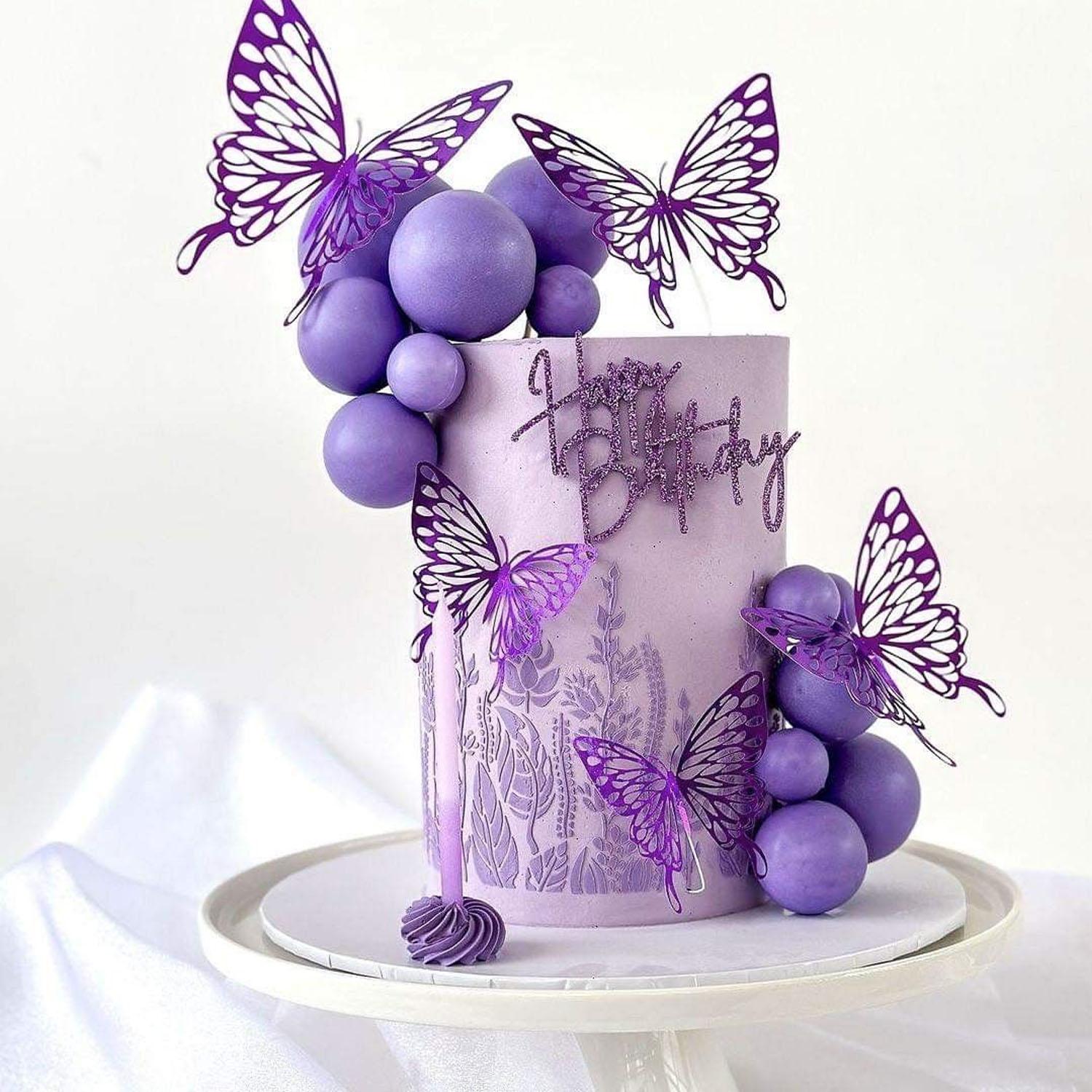 10PCS PURPLE SPHERE CAKE TOPPER
