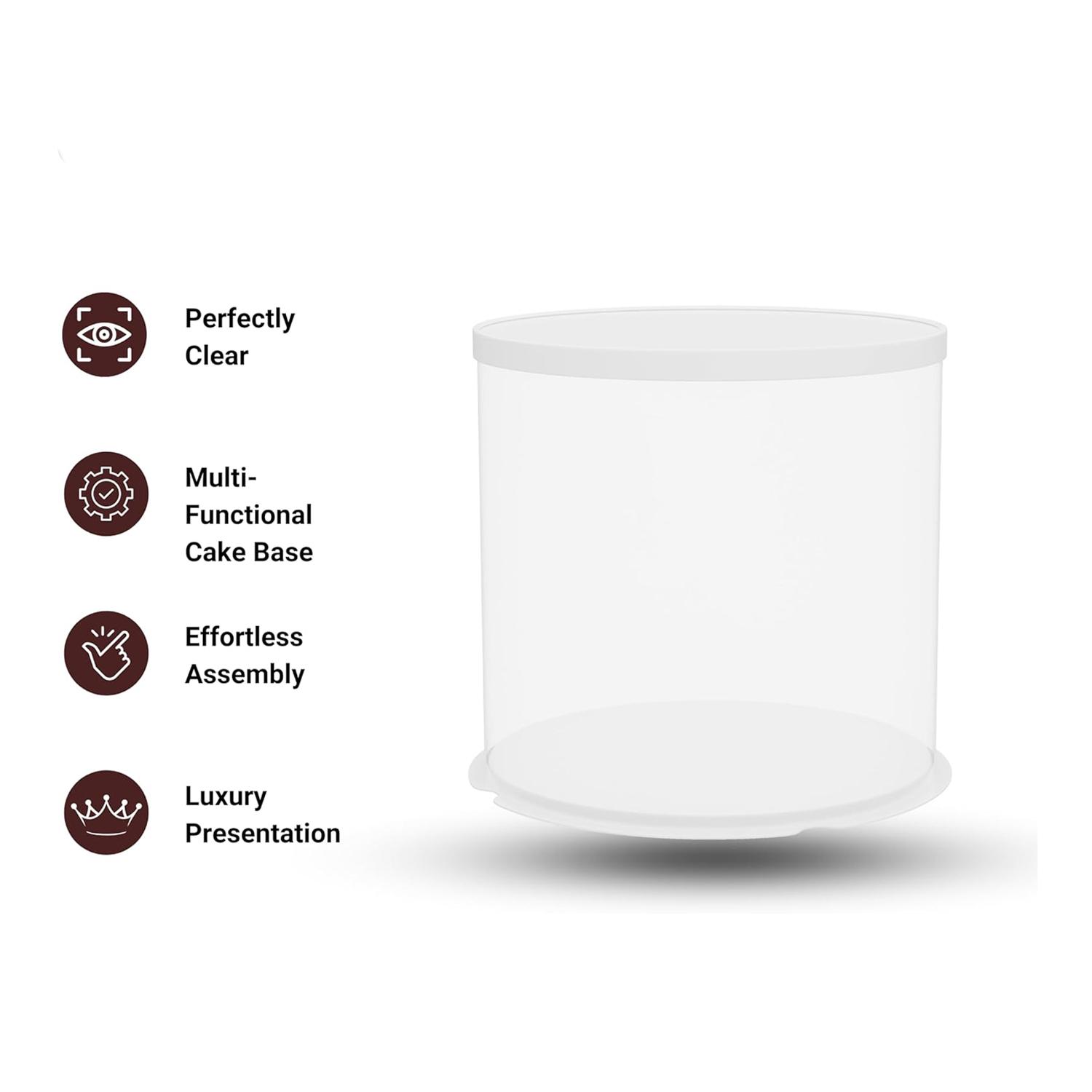 ROUND TRANSPARENT PVC CAKE BOX WHITE LID 30*30*35CM