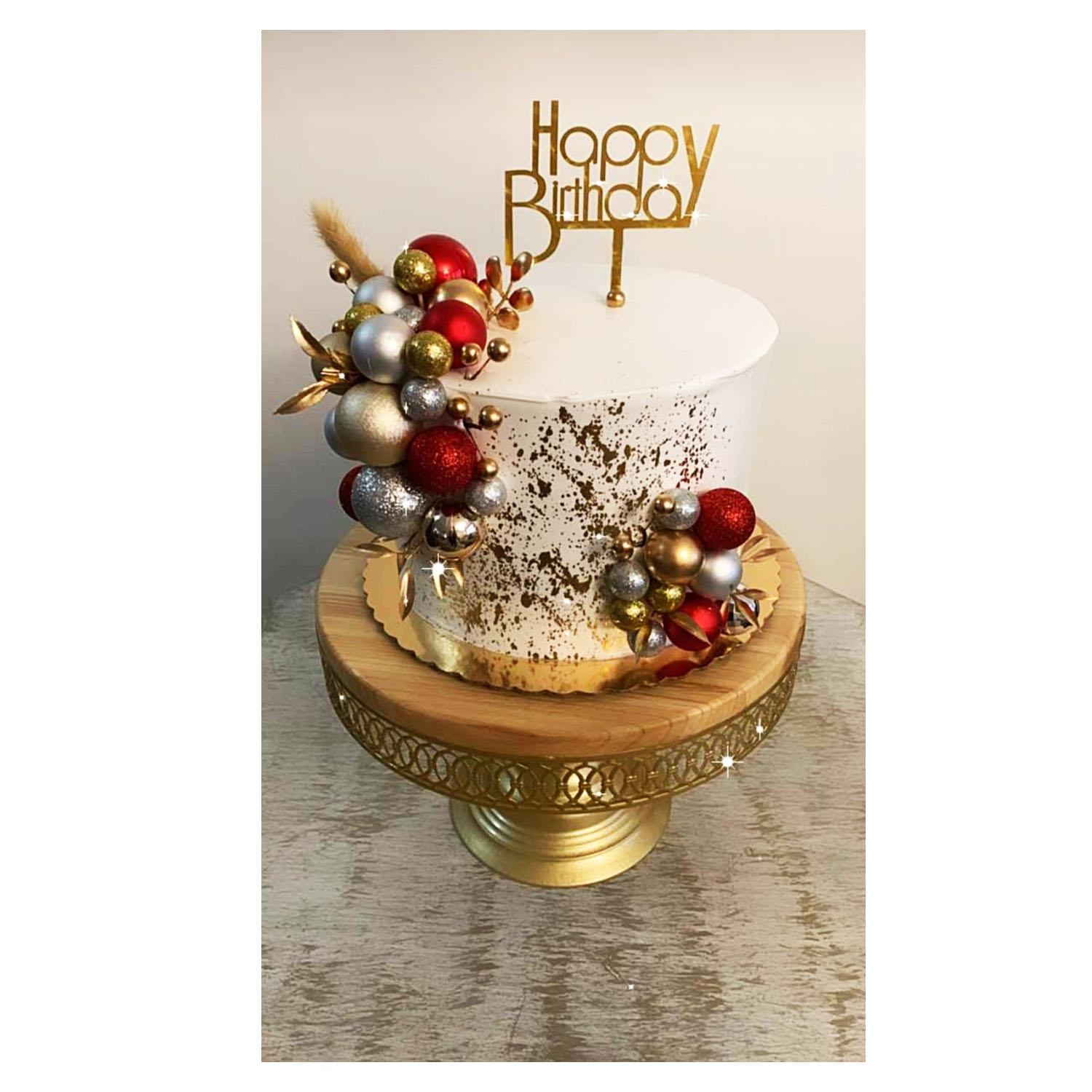 10PC GLITTER RED SPHERE CAKE TOPPER
