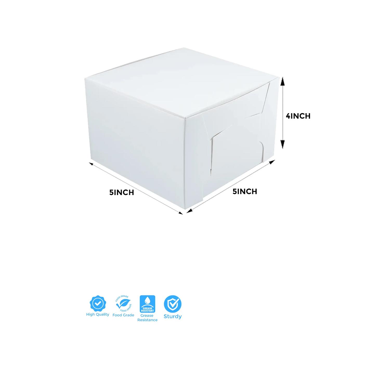 SQUARE WHITE BENTO 5 X 5 X 4-INCH CAKE BOX