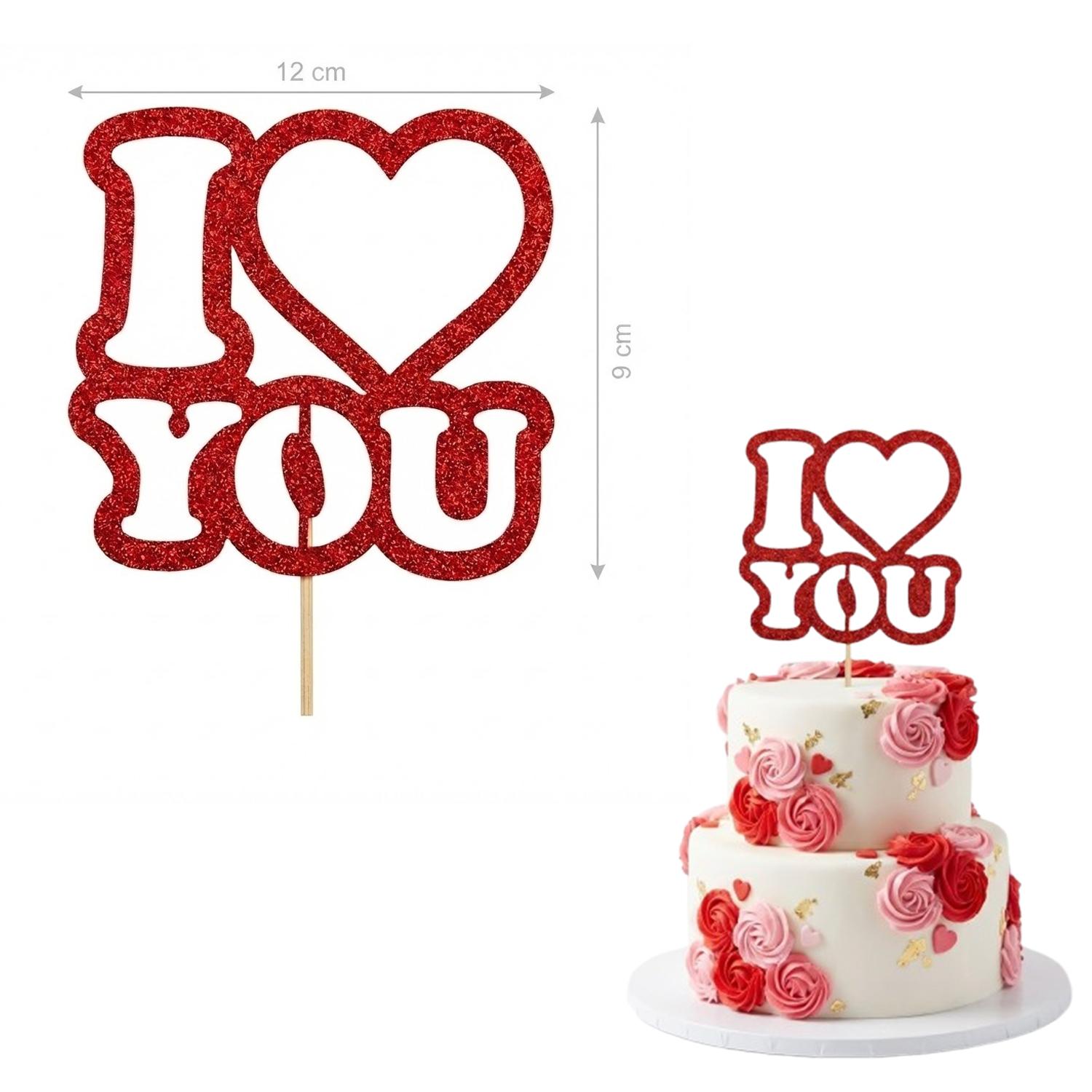 ONE PIECE VALENTINES GLITTER RED PAPER TOPPER, VALENTINE GLITTER RED PAPER TOPPER, RED GLITTER VALENTINE TOPPER