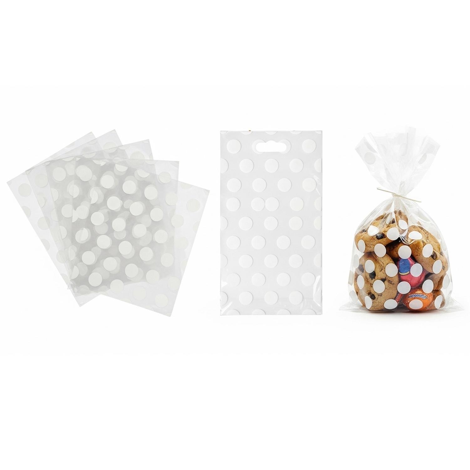 CELLOPHANE PAPER POLKA WHITE 100 PCS, POLKA DOT WRAPPING PAPERS, WHITE POLKA DOT CELLOPHANE PAPERS
