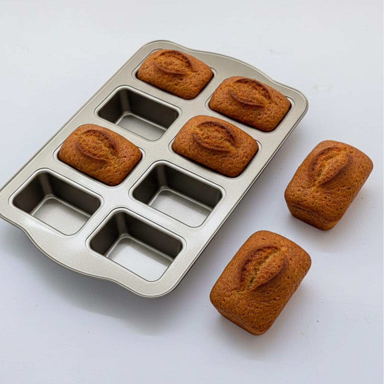 8 CAVITY MINI LOAF PAN, MINI BREAD TIN, TEA LOAF PAN, RECTANGULAR MUFFIN TRAY