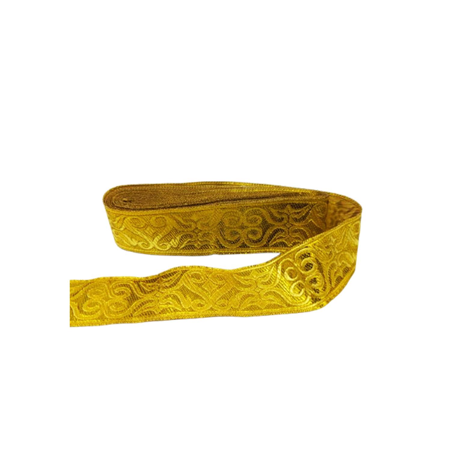 GOLD FLOWER PATTERN GROSGRAIN RIBBON ROLL