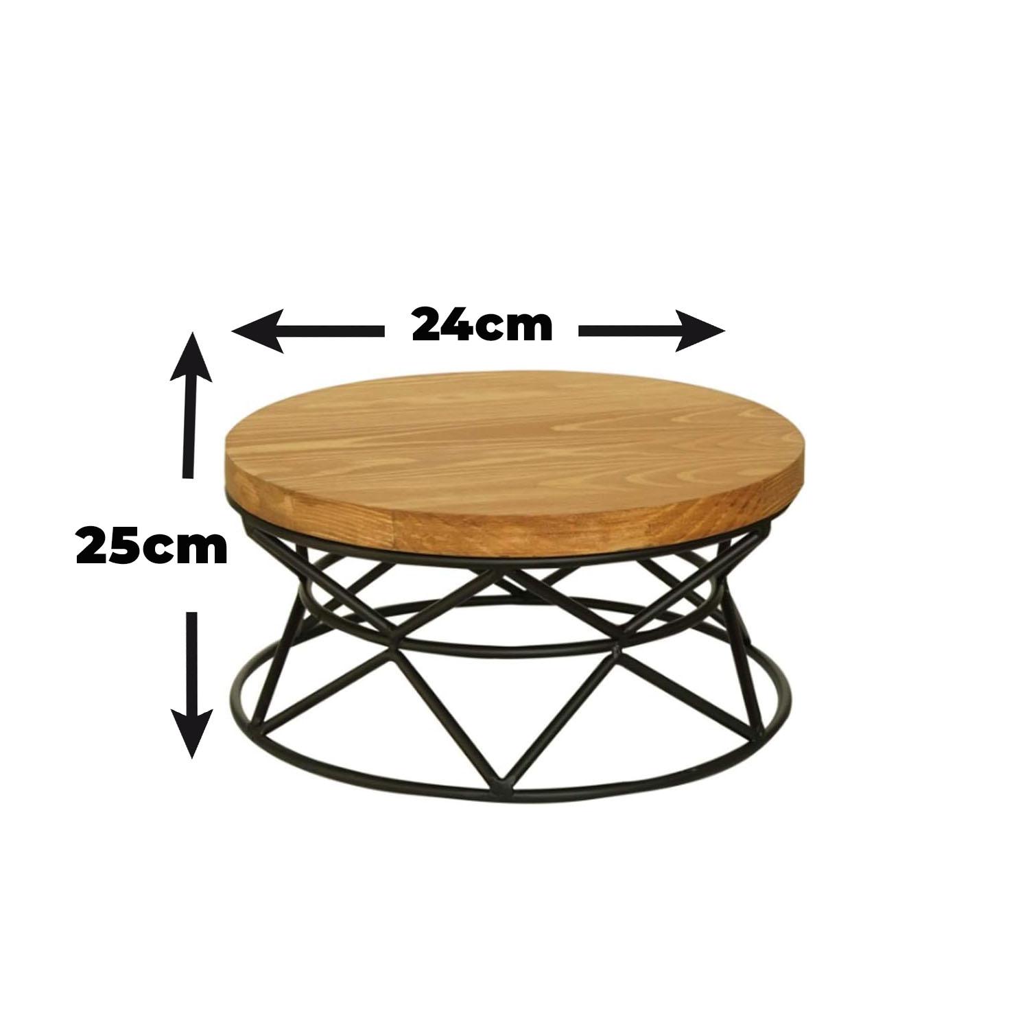 1PC 24CM DIAMETER X 25CM HEIGHT WOODEN TOP CAKE STAND