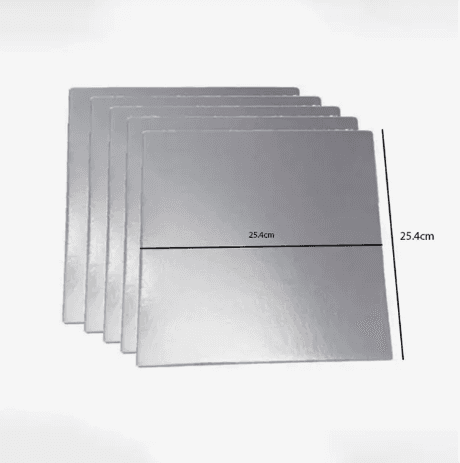 PACK OF 100 - 10'' SQUARE SMOOTH SILVER CAKE BOARD