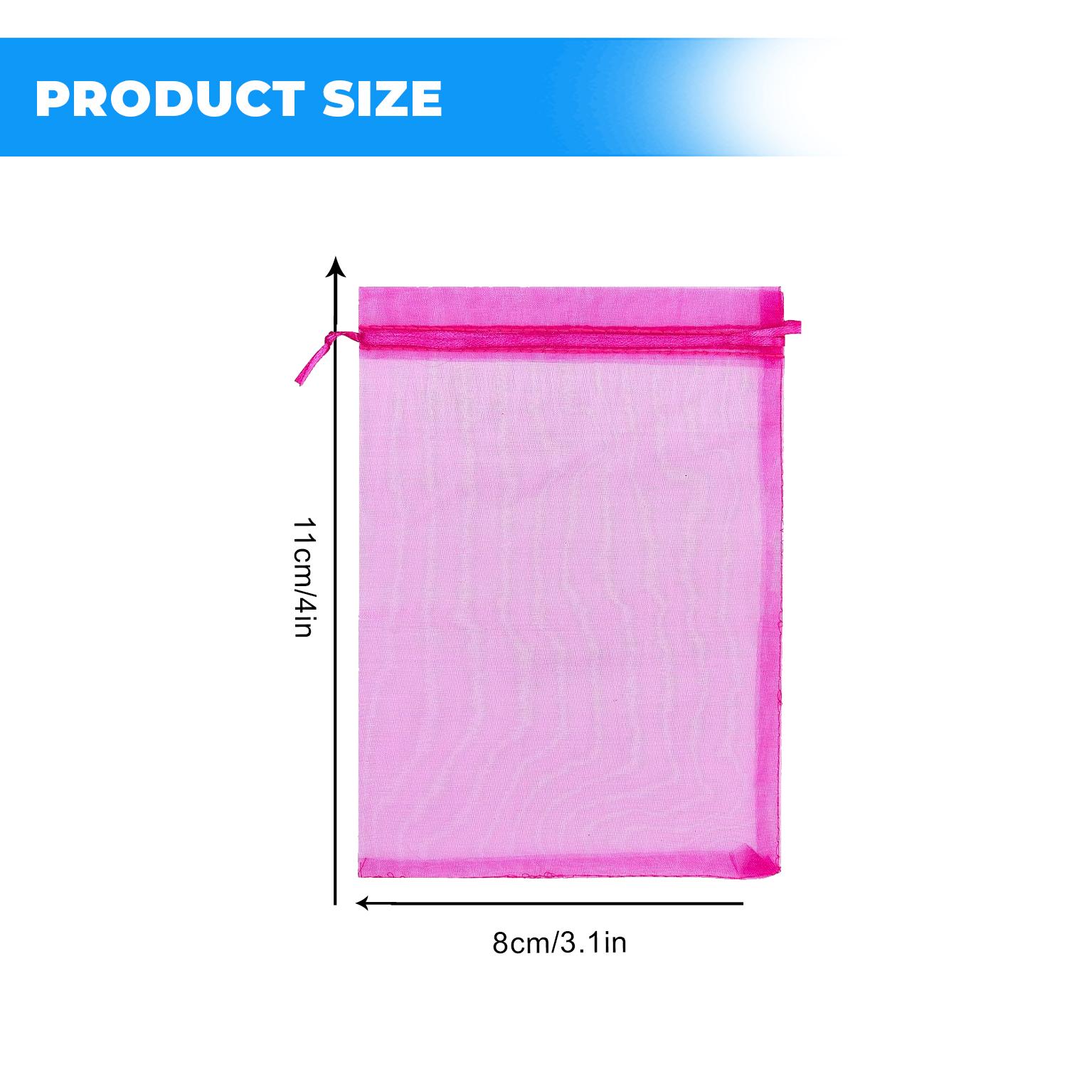 12 X 9 CM ORGANZA BAGS CLOTH ELECTRIC PINK DRAWSTRING FAVOUR POUCHES PRECUT FREE PACK NETS