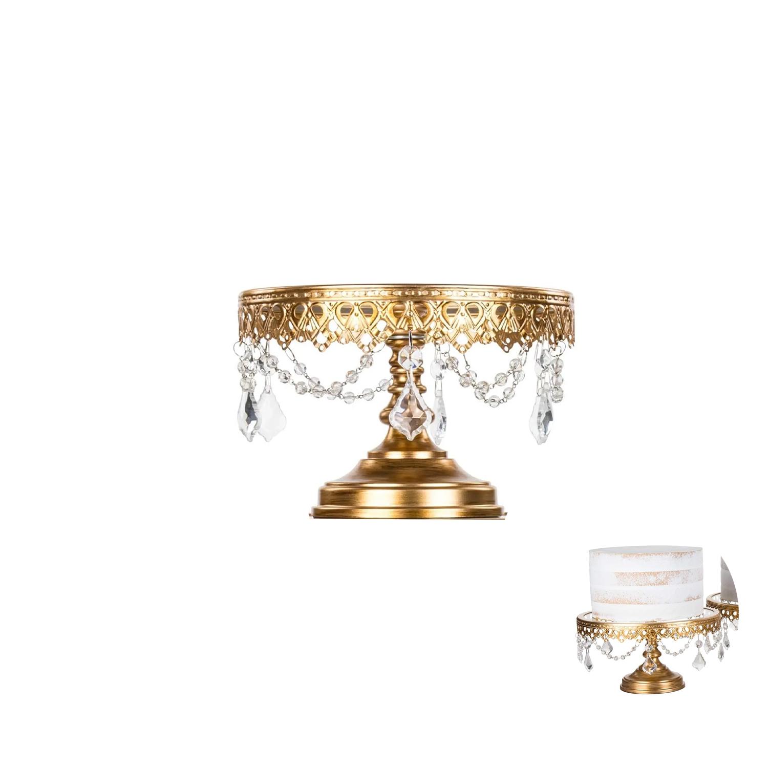 1PC GOLD CLEAR GLASS TOP CAKE STAND DIAMETER 30CM