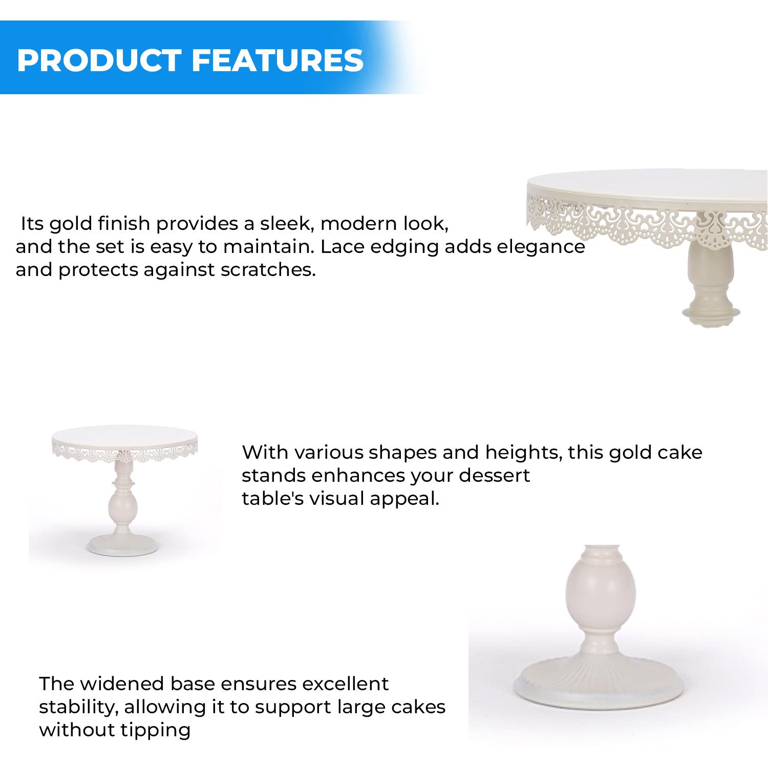 1PC WHITE METALLIC CAKE STAND 1PC H 7CM* D 20CM