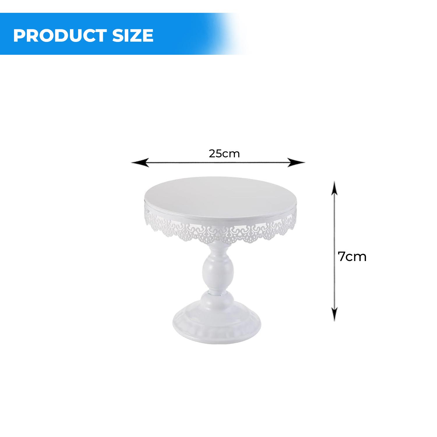 1PC WHITE METALLIC CAKE STAND 1PC H 7CM* D 25CM