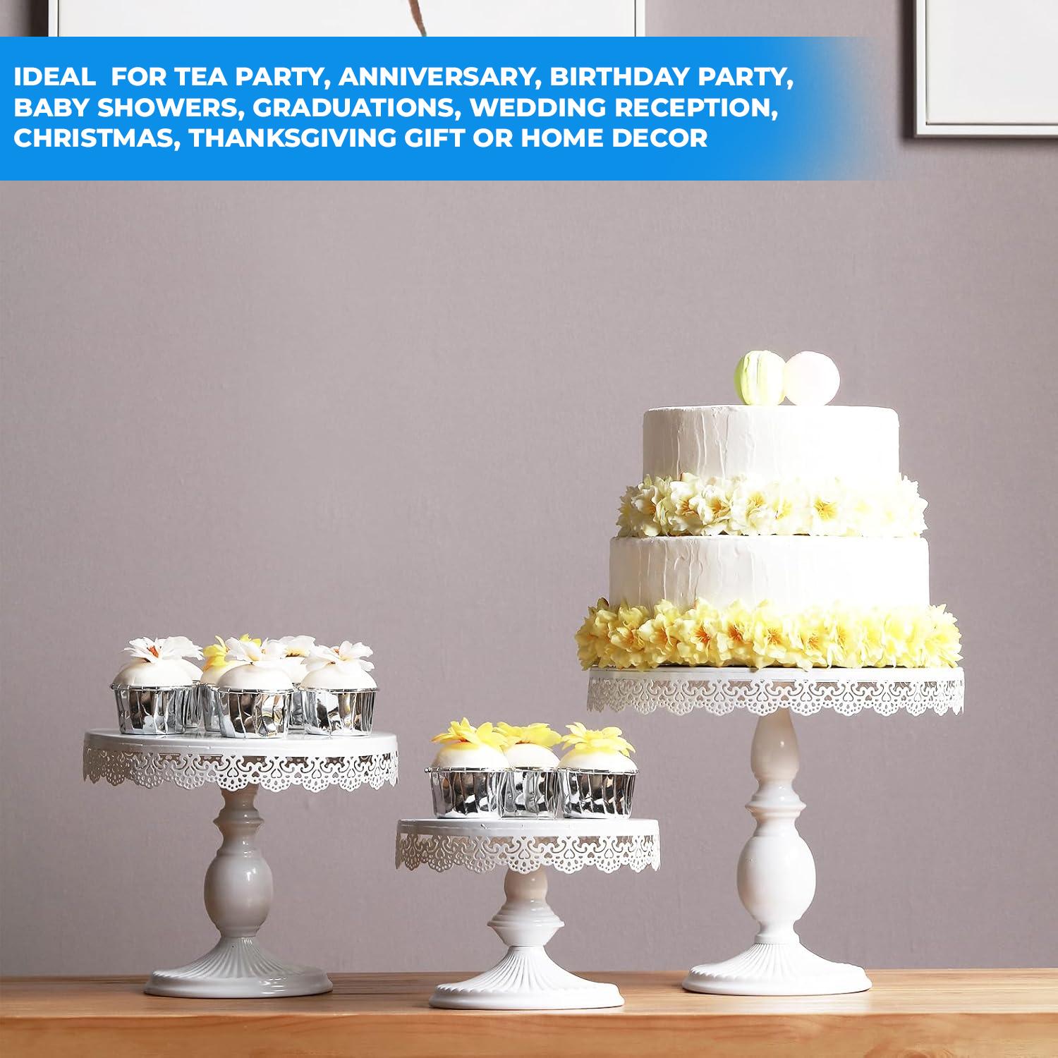 1PC WHITE METALLIC CAKE STAND 1PC H 7CM* D 30CM