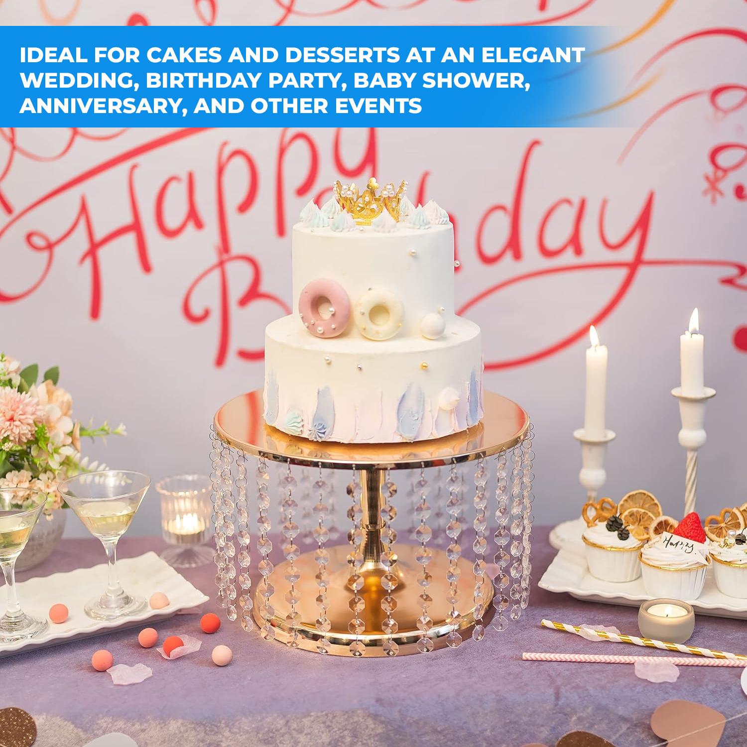 20CM GOLD CRYSTAL CHANDELIER CAKE STAND