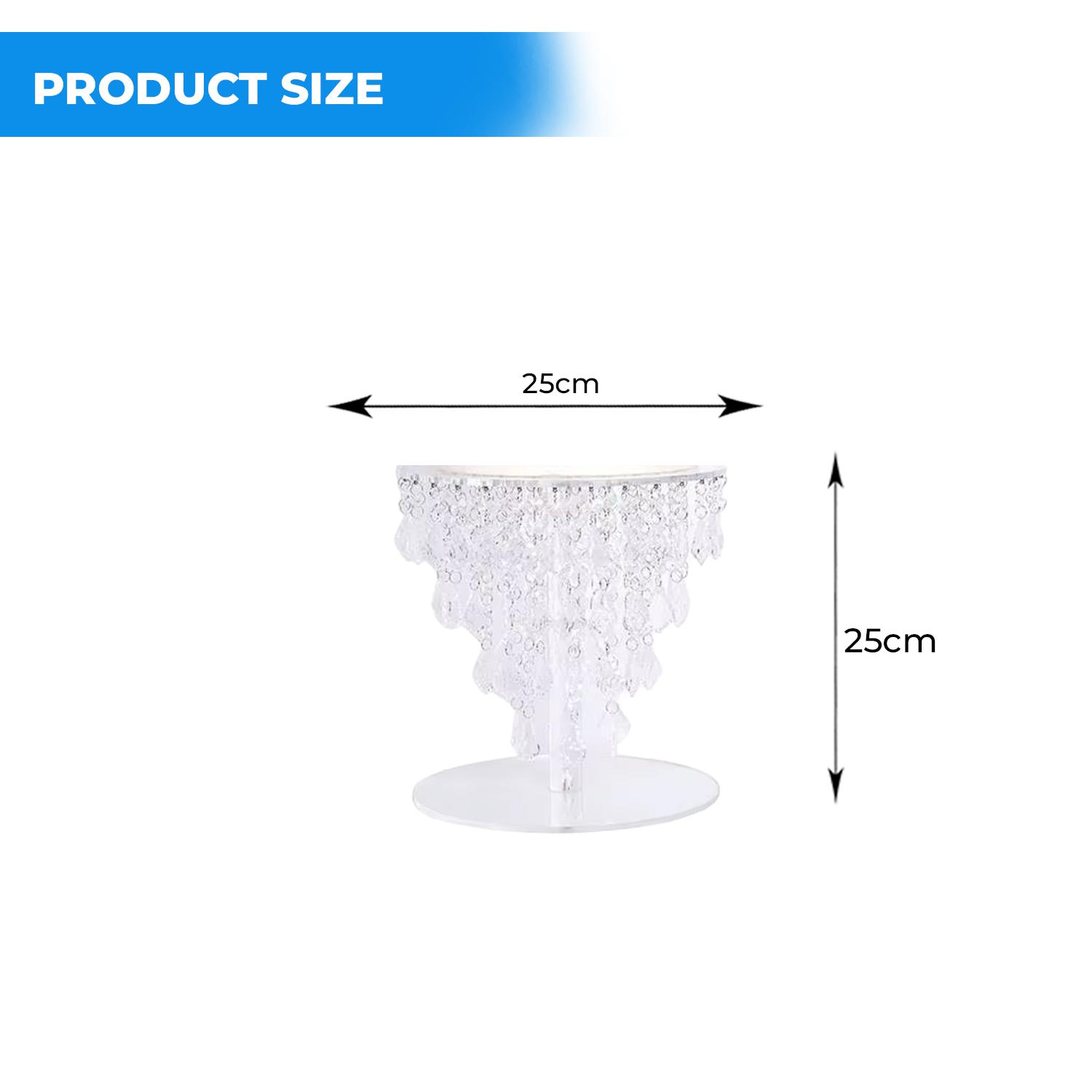35CM DIAMETER X 35CM HEIGHT LEAF BEAD CRYSTAL ACYRLIC CAKE STAND