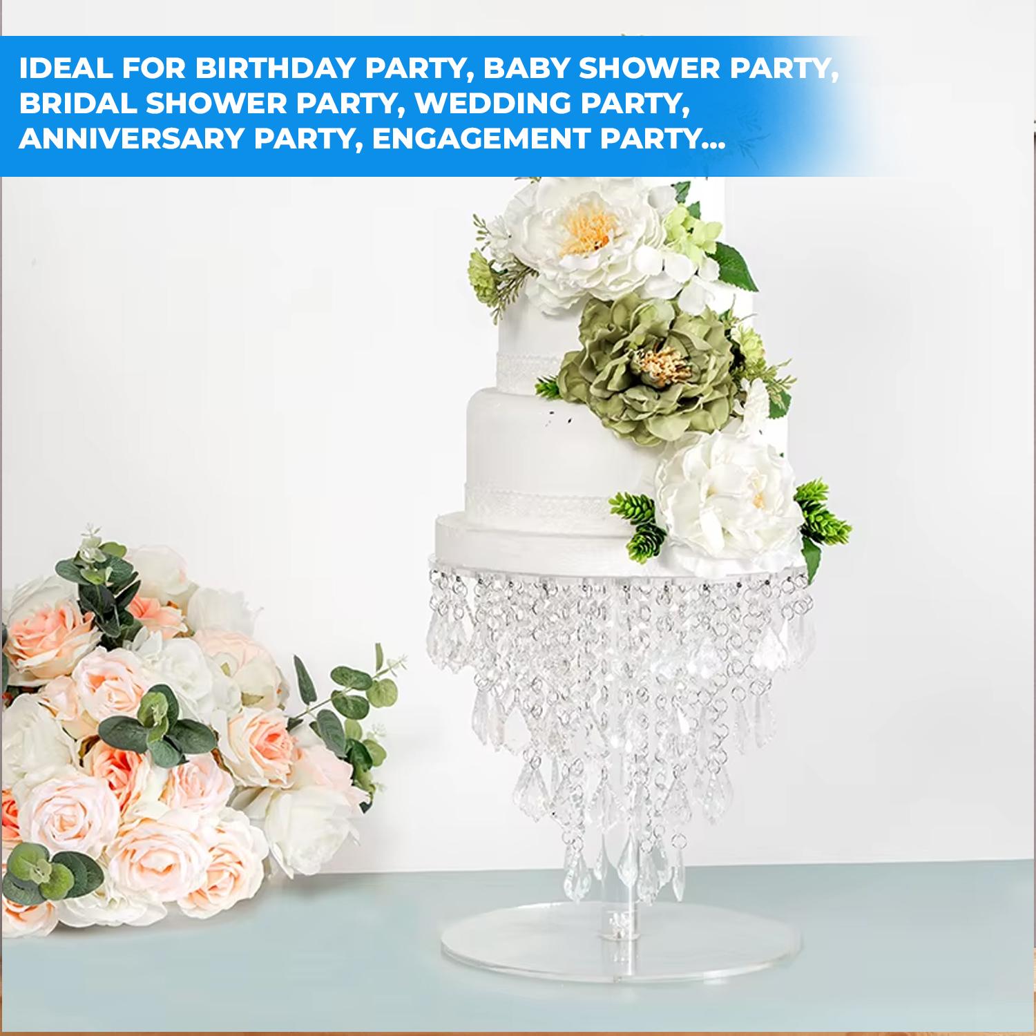 35CM DIAMETER X 35CM HEIGHT LEAF BEAD CRYSTAL ACYRLIC CAKE STAND
