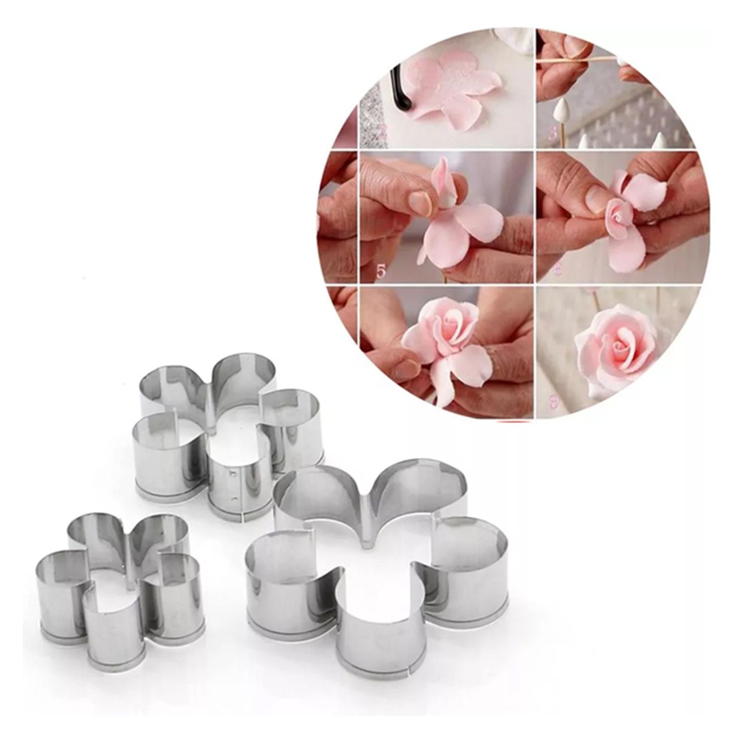 3PCS BLOSSOM METALLIC CUTTER SET SMALL