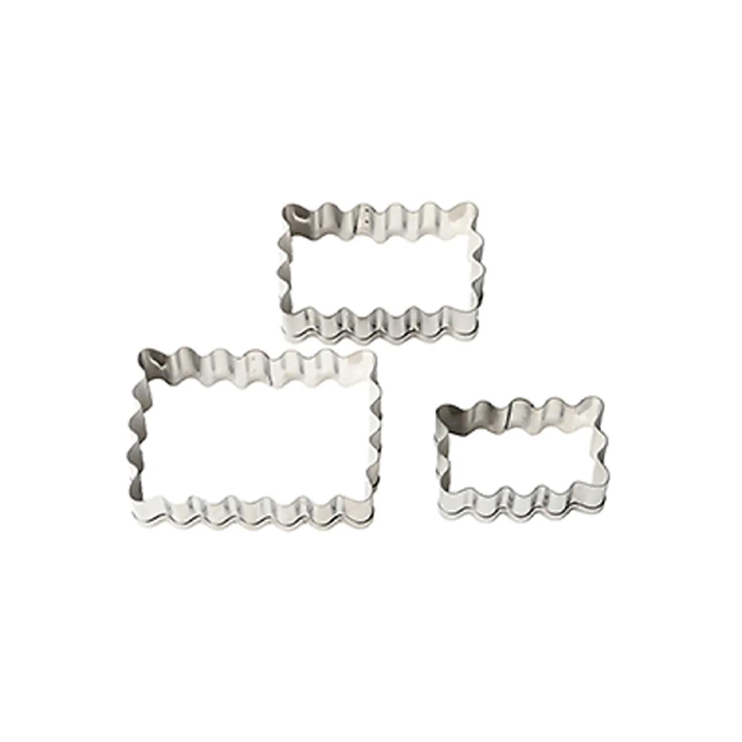 3PCS METALLIC CRINKLED RECTANGULAR CUTTER SET