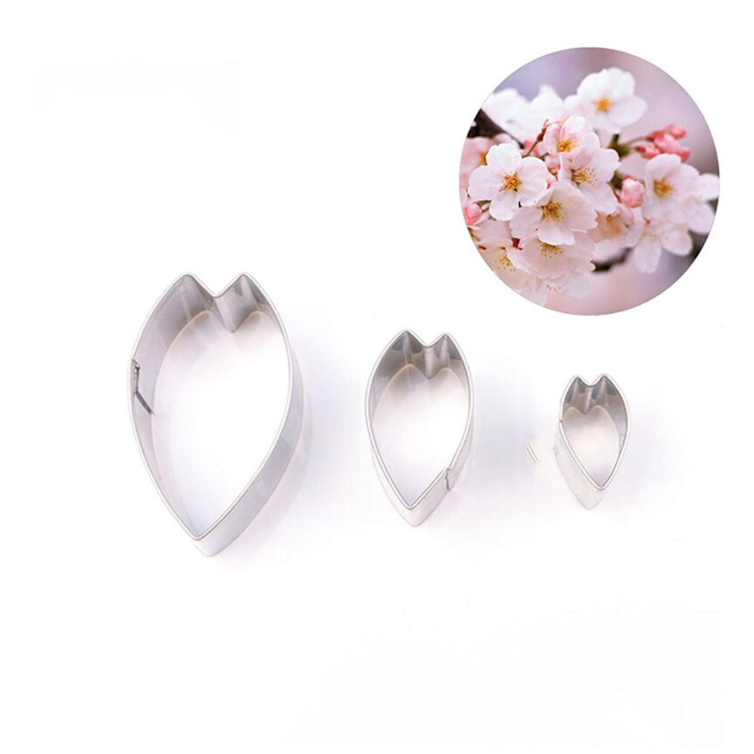 3PCS STAINLESS STEEL CHERRY BLOSSOMS FLOWER PETAL CUTTER