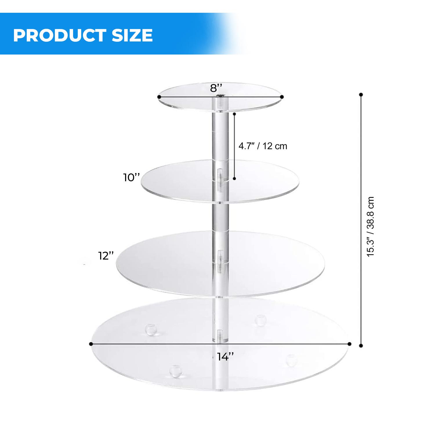 4 TIER ACRYLIC CUPCAKE STAND 14, 12, 10, 8 PLATES
